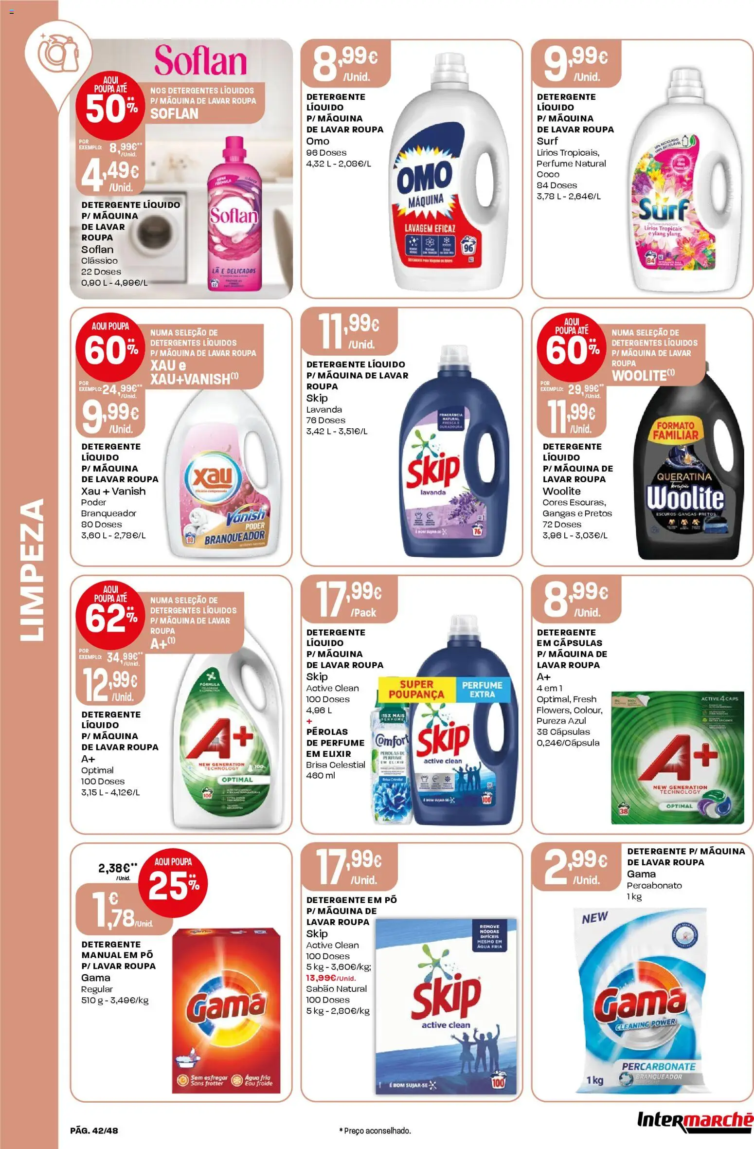 Intermarché folheto │ válido de 19.03.2026 | Página: 42 | Produtos: Máquina de lavar, Perfume, Pó, Detergente
