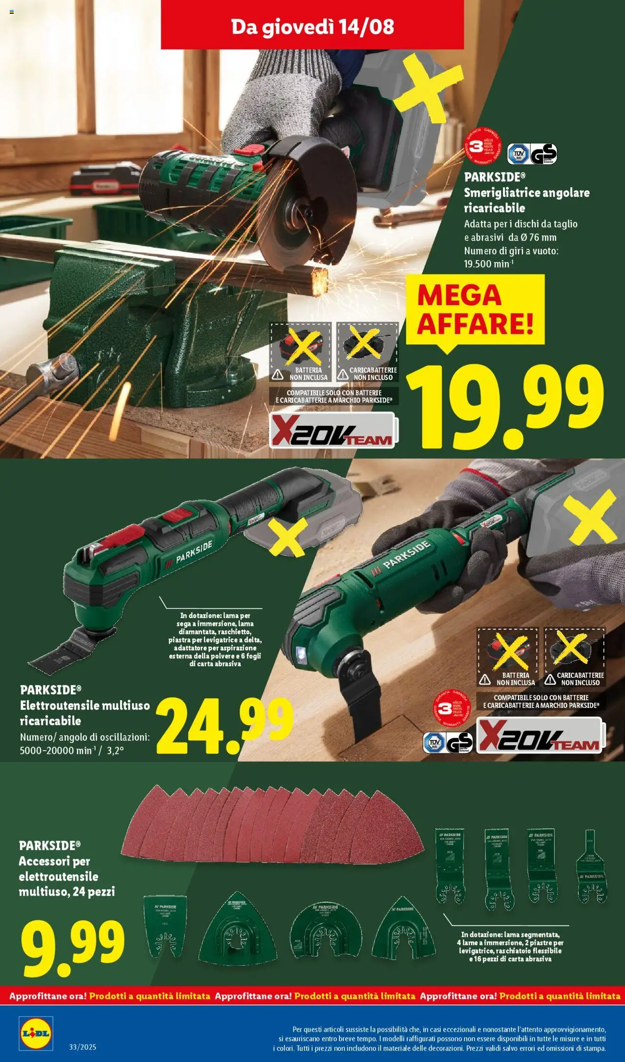 Volantino Lidl del 11.08.2025 | Pagina: 44 | Prodotti: Adattatore, Smerigliatrice, Batteria, Caricabatterie