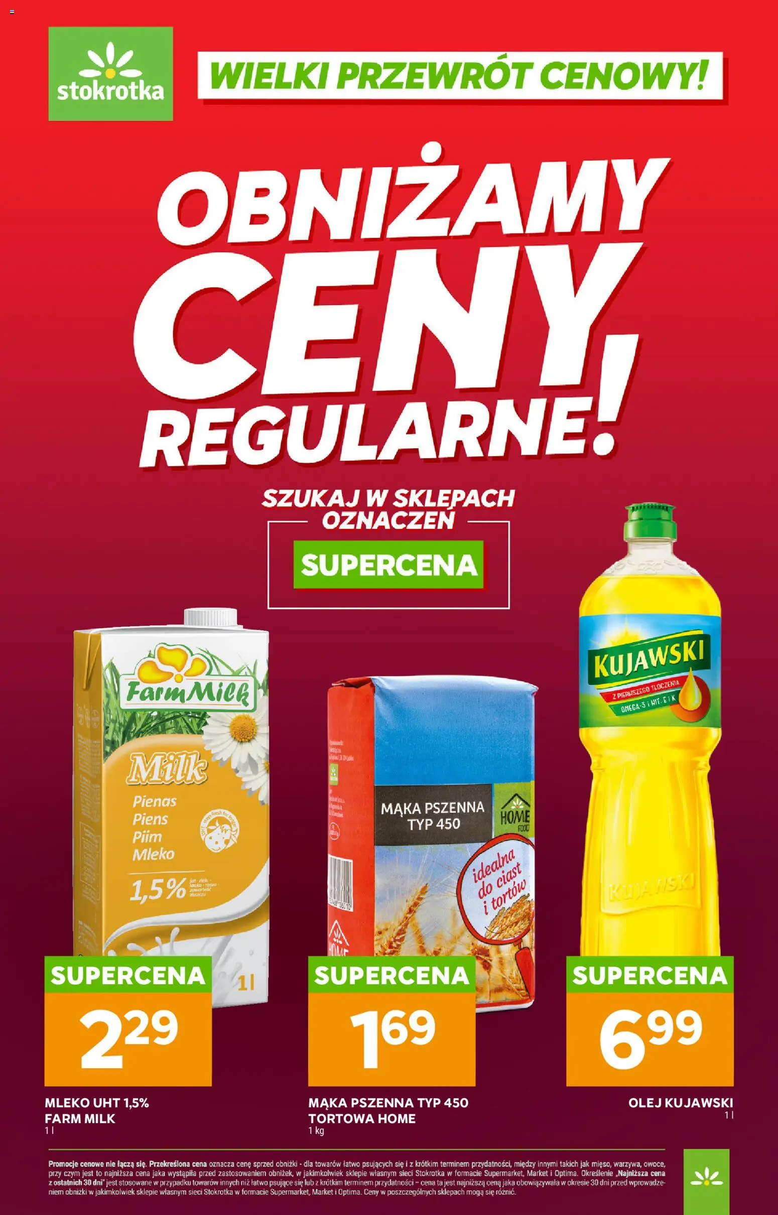 Stokrotka gazetka - Wielki przewrót cenowy od 23.04.2026 | Strona: 1 | Produkty: Stokrotka, Olej kujawski, Mleko, Olej