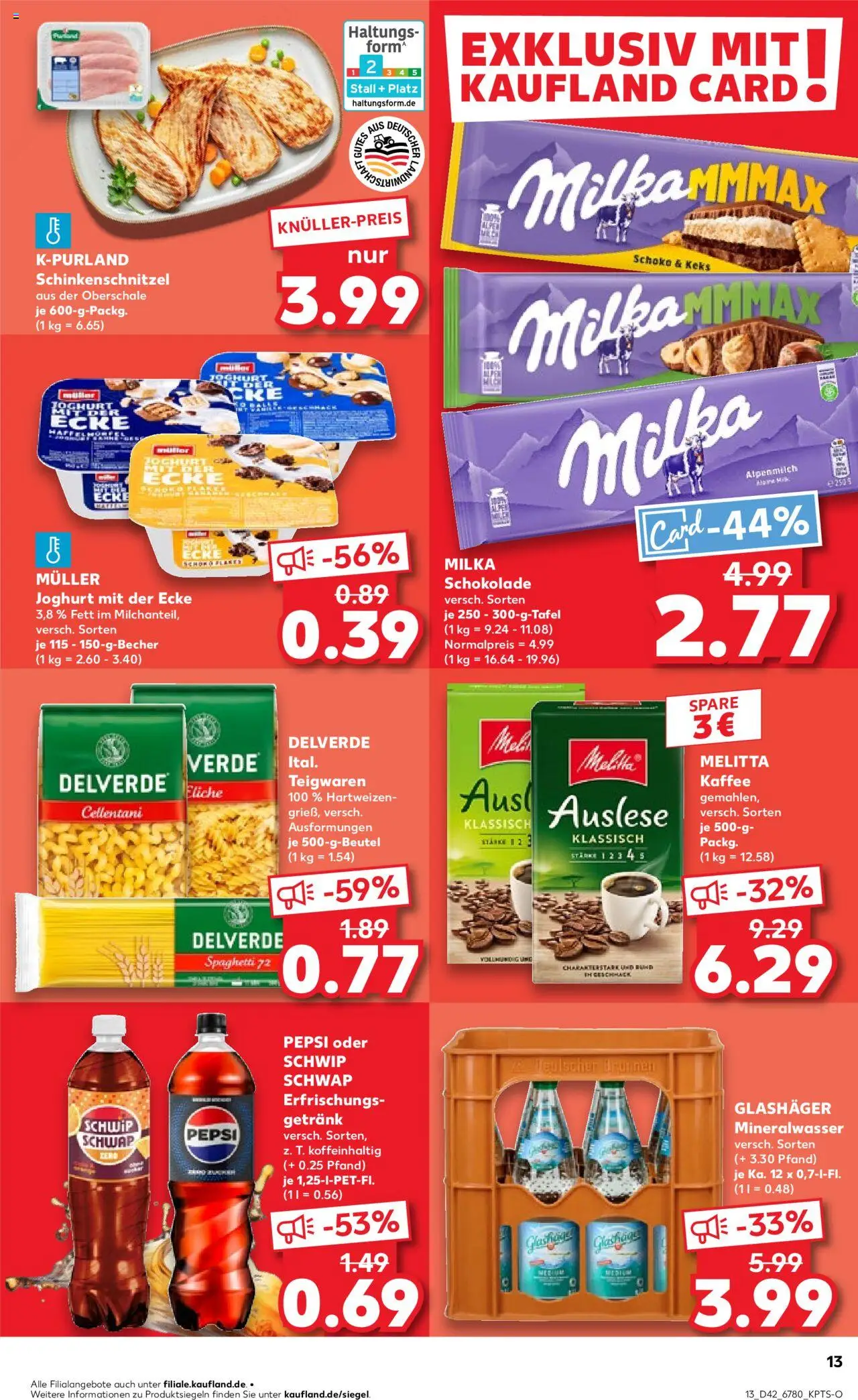 Kaufland prospekt Rostock	 – gültig ab 19.10.2025 | Seite: 13 | Produkte: Joghurt, Kaffee, Milka schokolade, Pasta