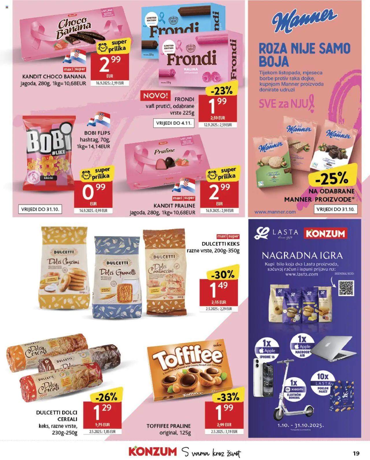 Konzum katalog | vrijedi od 01.10.2025 | Stranica: 19 | Proizvodi: Flips, Romobil, Voće, Igra