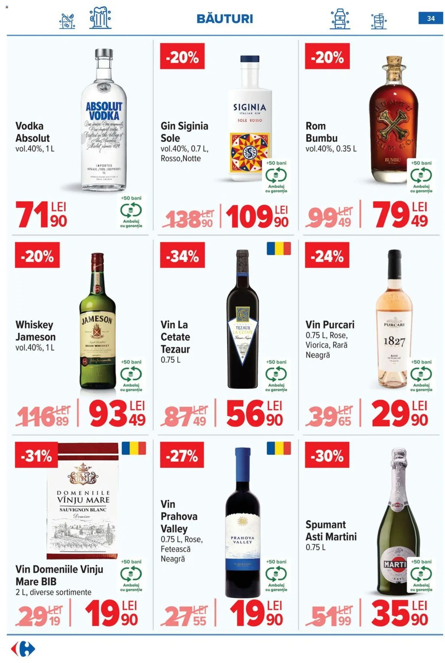 Noul catalog Carrefour – valabil de la 08.01.2026 | Pagină: 34 | Produse: Yulaf, Vin, Gin, Whiskey