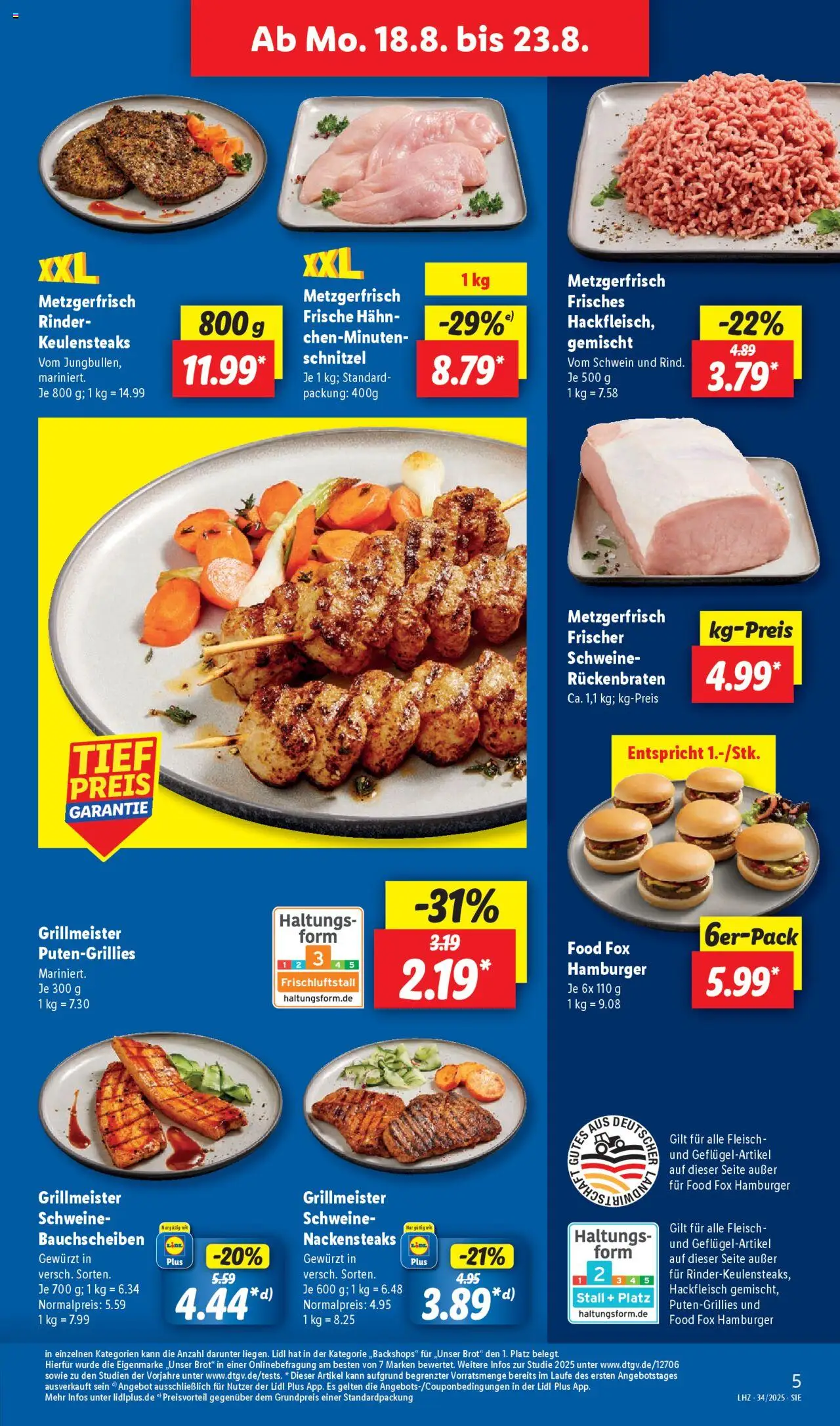 Lidl Prospekt Gladenbach	 - gültig ab dem 18.08.2025 | Seite: 7 | Produkte: Nackensteaks, Schnitzel, Fleisch, Hackfleisch