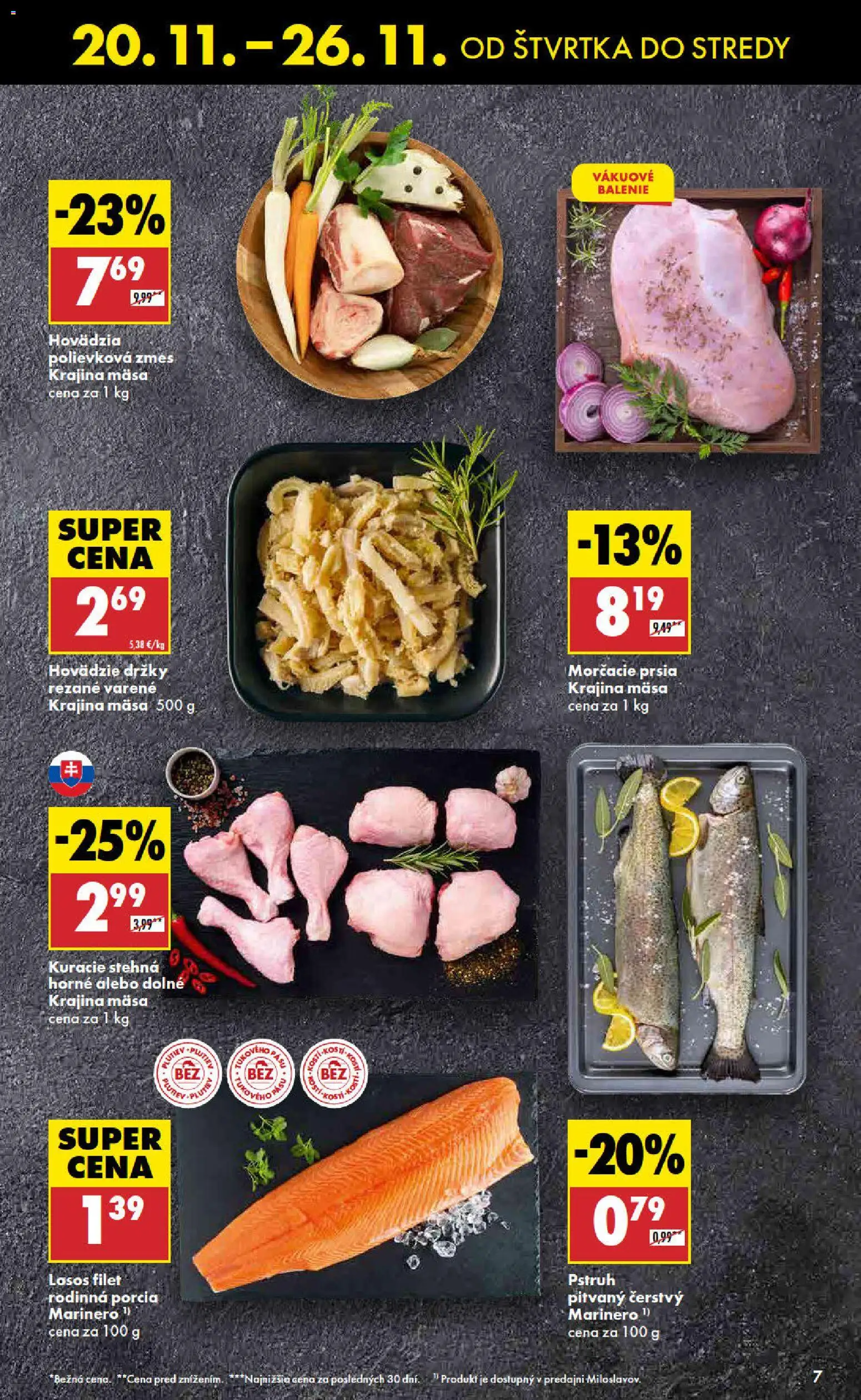 Nové Biedronka akcie – leták je platný od 20.11.2025 | Strana: 7 | Produkty: Pstruh, Kôš, Kuracie stehná, Losos