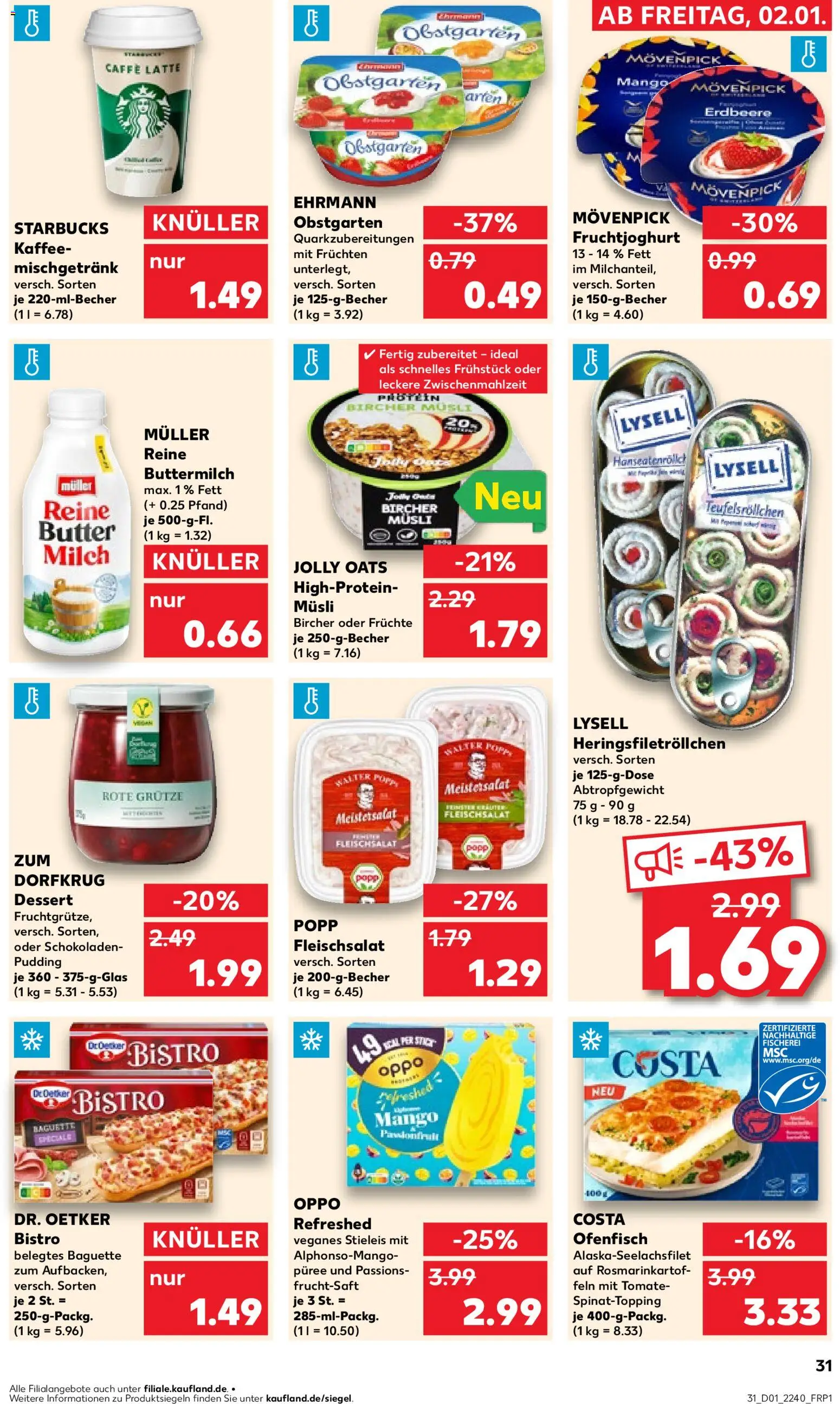 Kaufland prospekt Speyer	 – gültig ab 02.01.2026 | Seite: 31 | Produkte: Musli, Quark, Milch, Baguette
