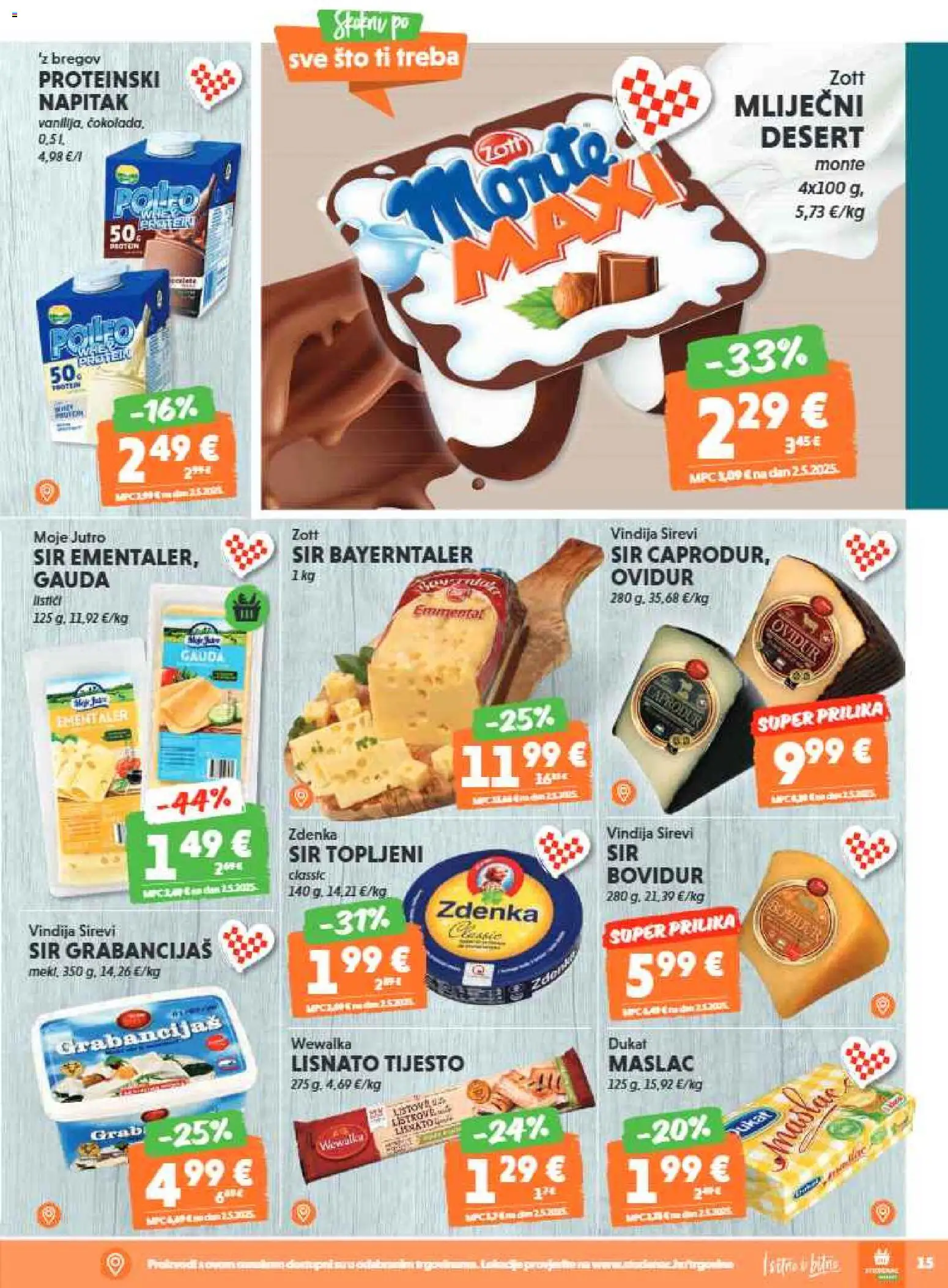 Studenac katalog | vrijedi od 04.03.2026 | Stranica: 15 | Proizvodi: Vindija, Gauda, Sir, Lisnato tijesto