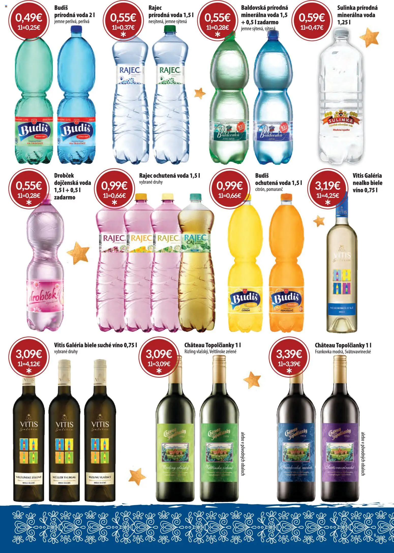 Nové CBA Verex akcie – leták je platný od 15.12.2025 | Strana: 8 | Produkty: Rajec, Sulinka, Voda, Baldovská