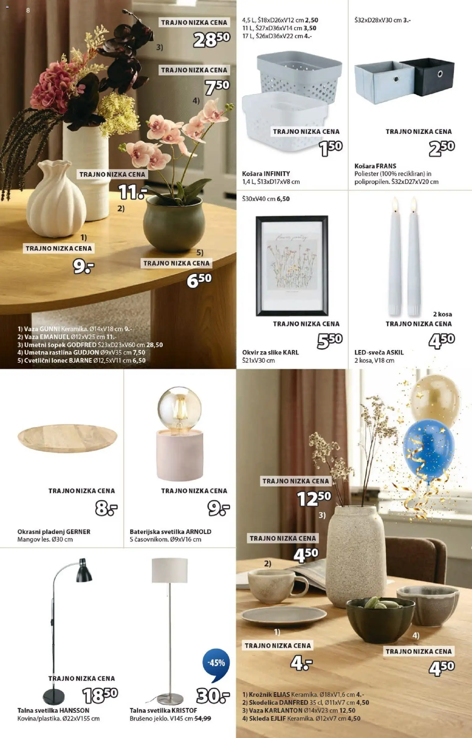 Novi JYSK katalog ponudbe – veljaven od 22.10.2025 | Stran: 8 | Izdelki: Okvir, Košara, Šopek, Svetilka