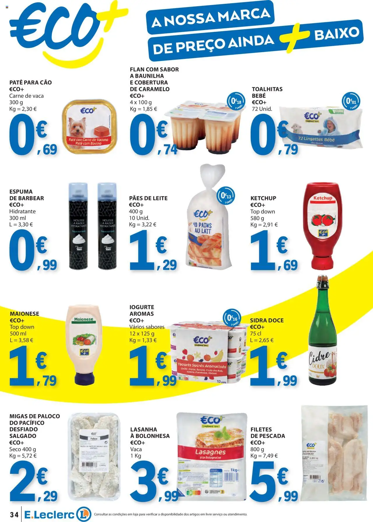 E.Leclerc - Folheto Semanal │ válido de 03.07.2025 | Página: 34 | Produtos: Pescada, Leite, Maionese, Ketchup