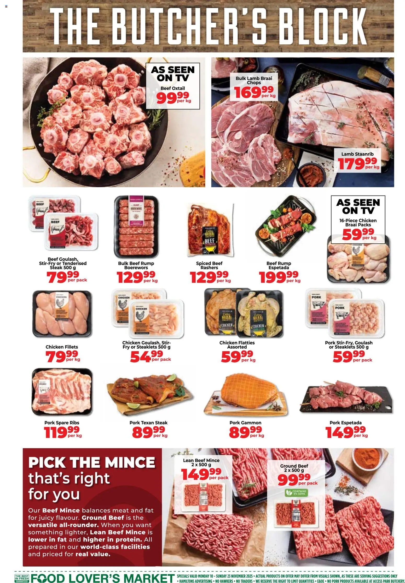 New Food Lover's Market catalogue – valid from 10.11.2025 | Page: 3 | Products: Steak, Boerewors, Pork, Beef