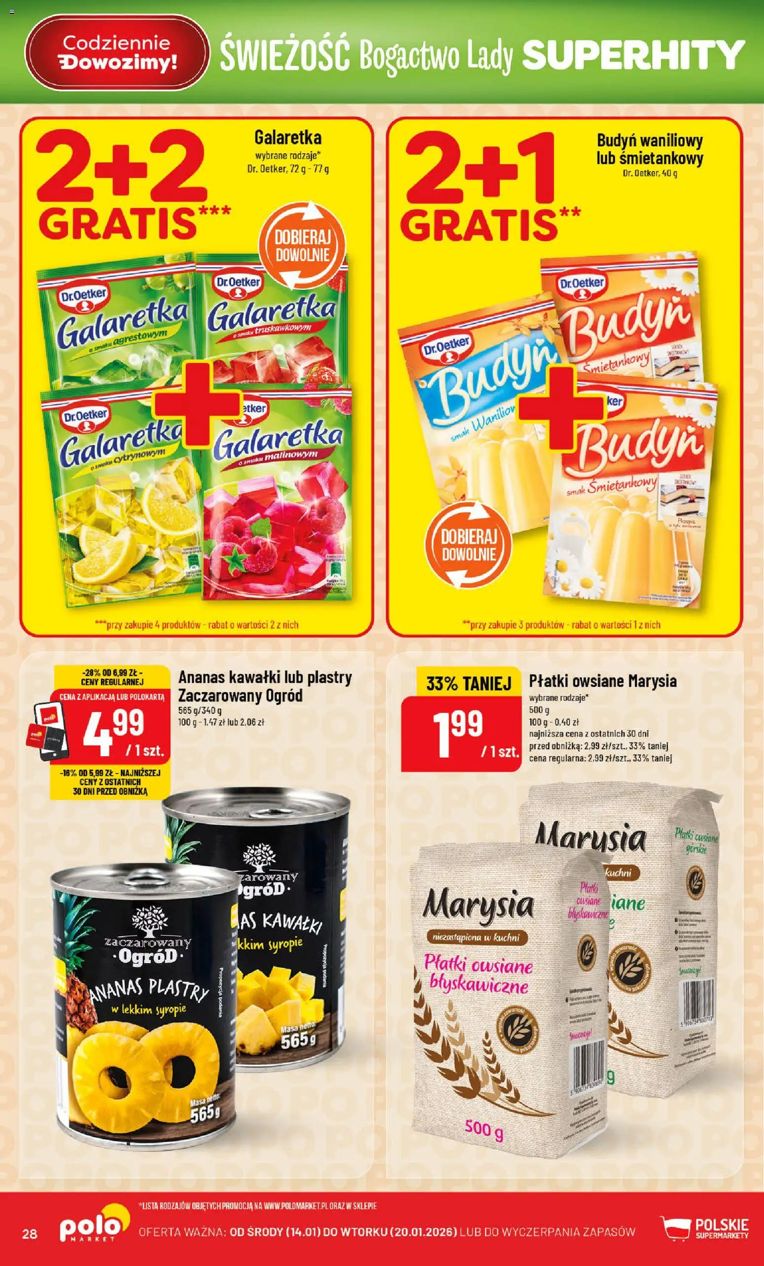 POLOmarket Gazetka od 14.01.2026 | Strona: 28 | Produkty: Płatki owsiane, Galaretka, Ananas, Płatki