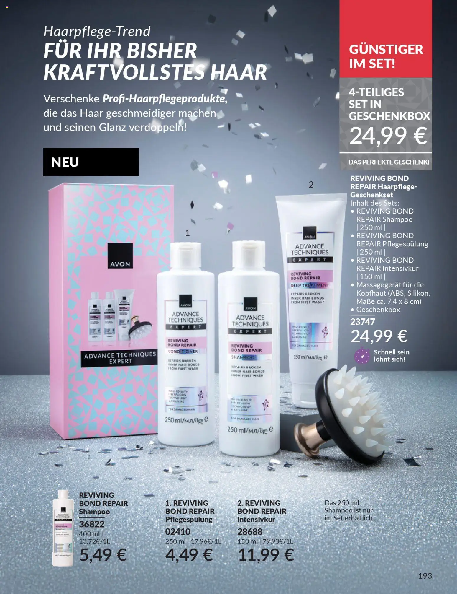 AVON Katalog Dezember 2025 – gültig ab 01.12.2025 | Seite: 195 | Produkte: Shampoo, Massagegerät