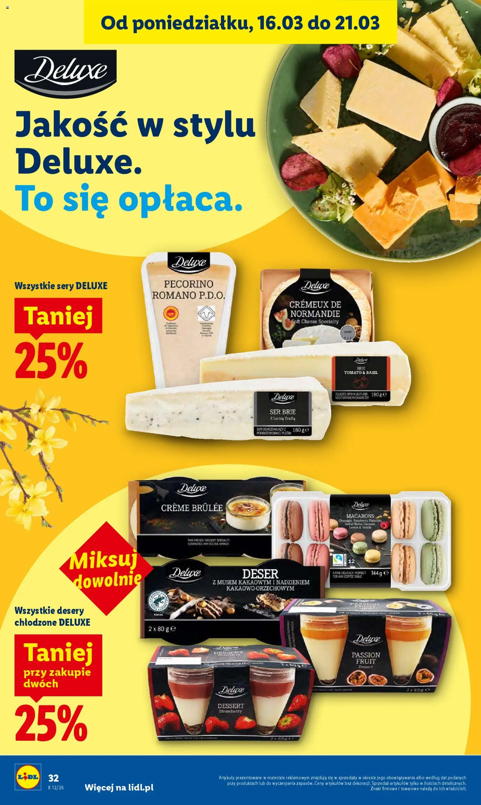Lidl Polsko leták od 19.03.2026 | Strana: 32 | Produkty: Deluxe, Pecorino, Brie, Kakao
