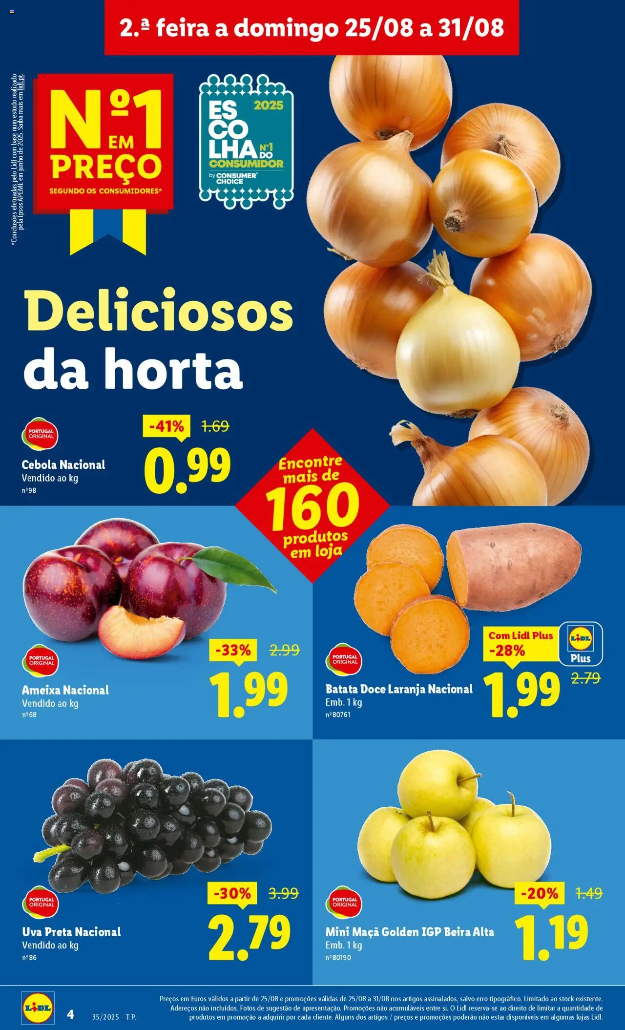 Lidl folheto │ válido de 25.08.2025 | Página: 4 | Produtos: Batata, Base, Cebola, Maça