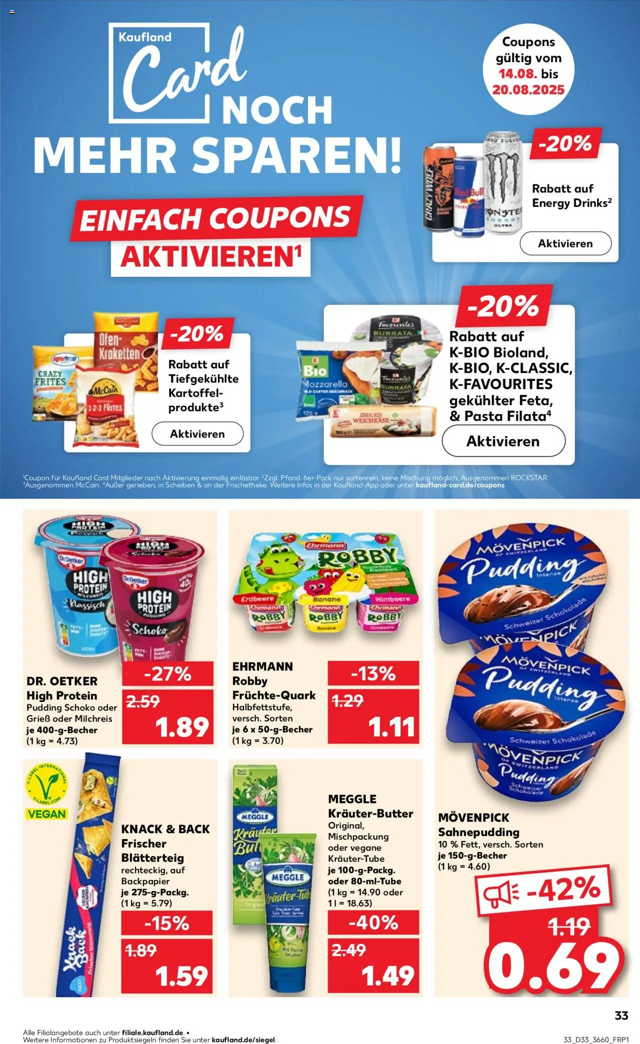 Kaufland Prospekt 	 - gültig ab dem 14.08.2025 | Seite: 33 | Produkte: Quark, Energy, Pudding, Burrata