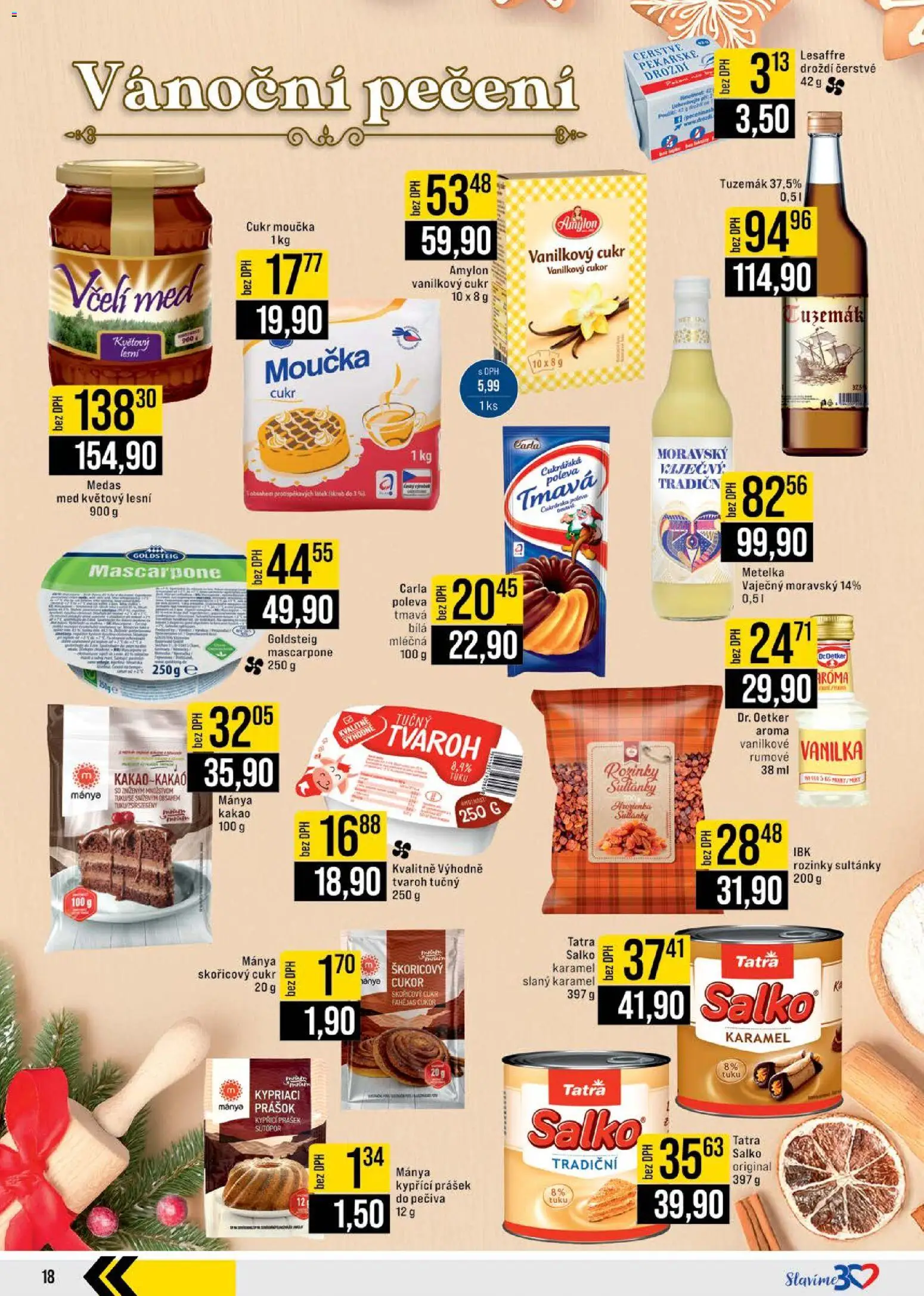 Jip leták - Cash & Carry od 12.11.2025 | Strana: 18 | Produkty: Med, Tvaroh tučný, Vanilkový cukr, Mascarpone