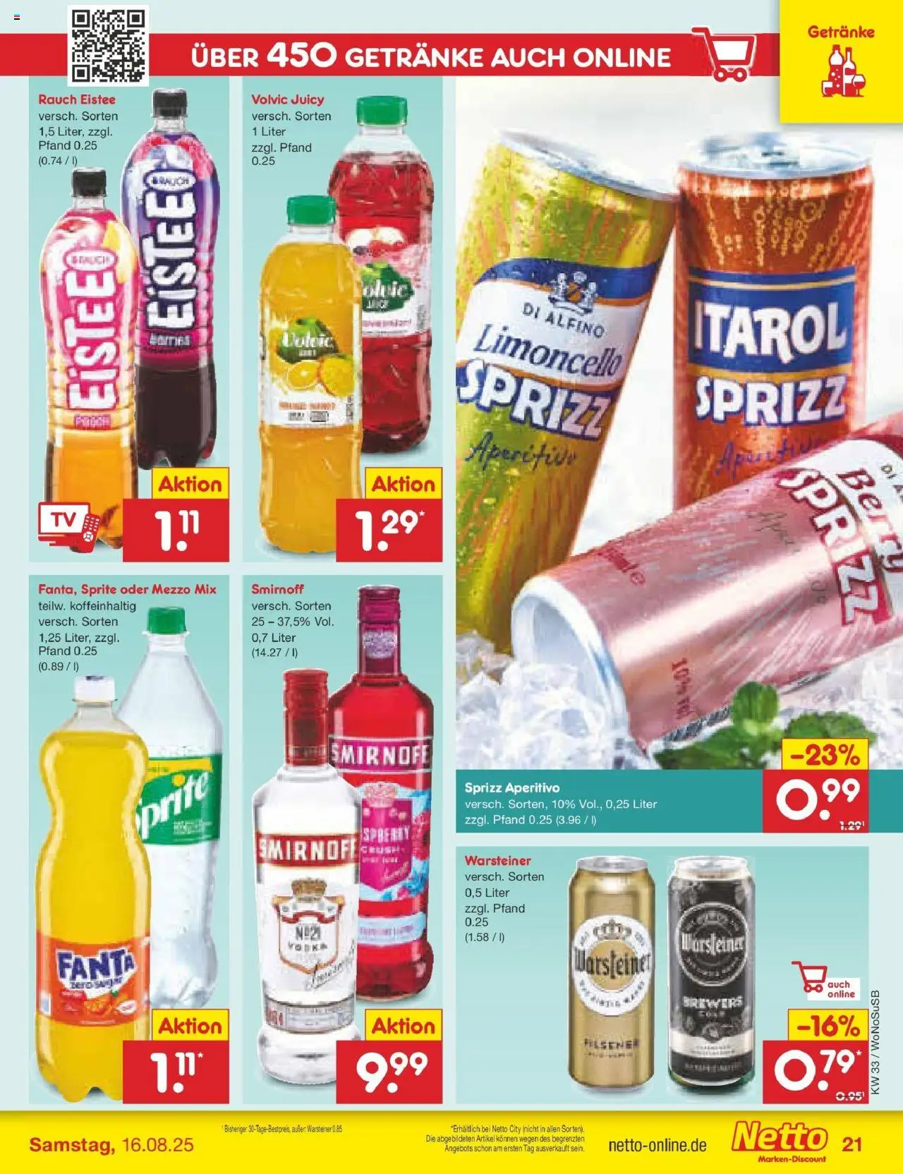 Netto Marken-Discount prospekt Lahnau	 - gültig ab dem 10.08.2025 | Seite: 27 | Produkte: Mezzo mix, Sprite, Warsteiner, Volvic
