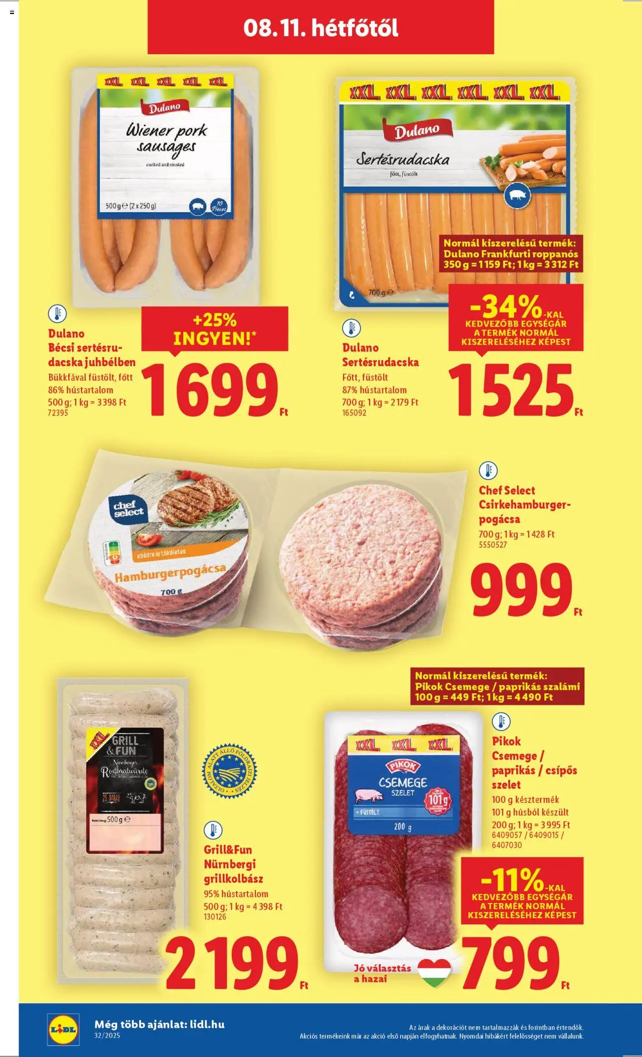 Lidl akciós ujság - amely érvényes a következő dátumtól: 07.08.2025 | Oldal: 52 | Termékek: Hamburgerpogácsa, Grill, Szalámi, Pogácsa