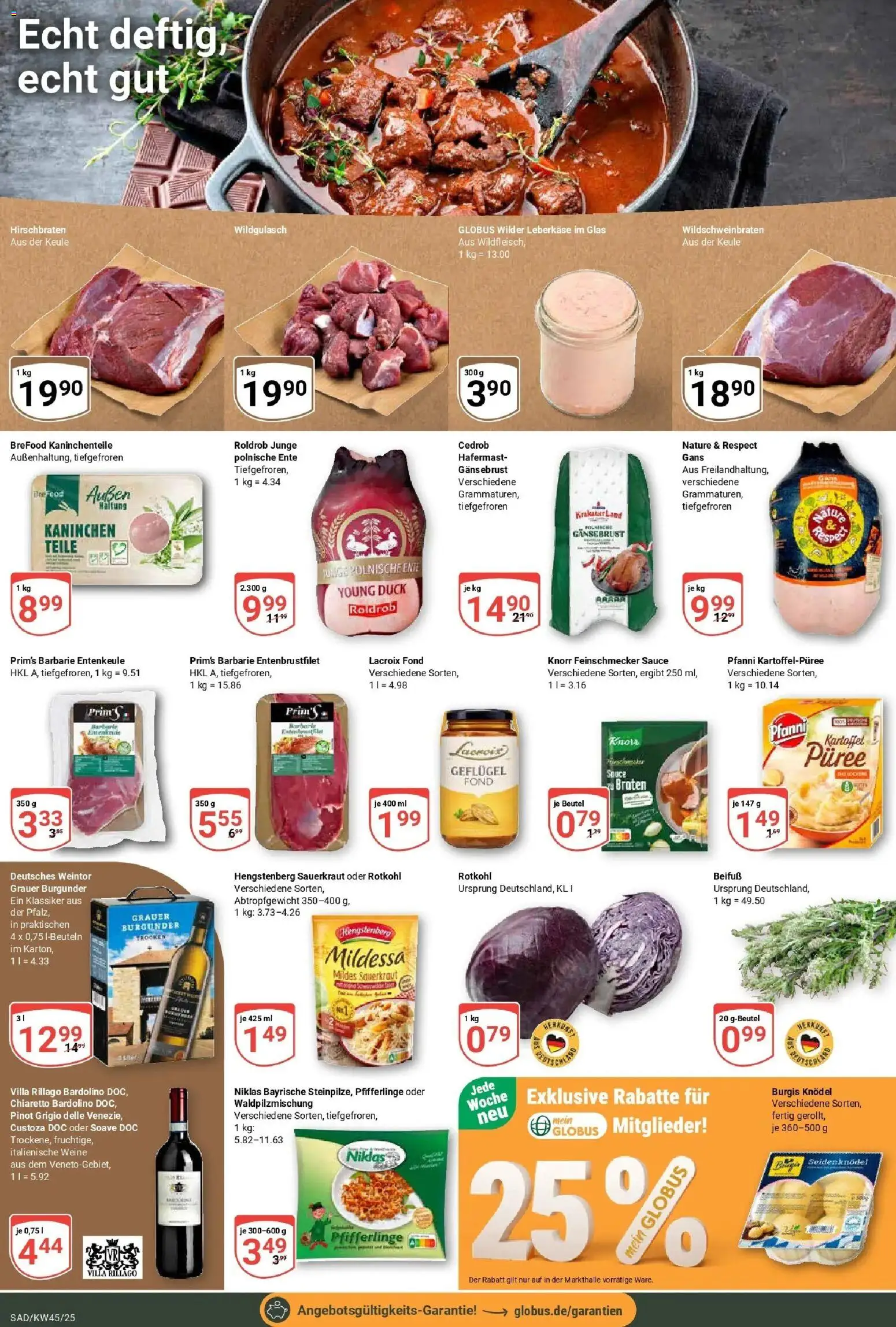 Globus prospekt Schwandorf	 – gültig ab 02.11.2025 | Seite: 11 | Produkte: Rotkohl, Knorr, Pfifferlinge, Ente