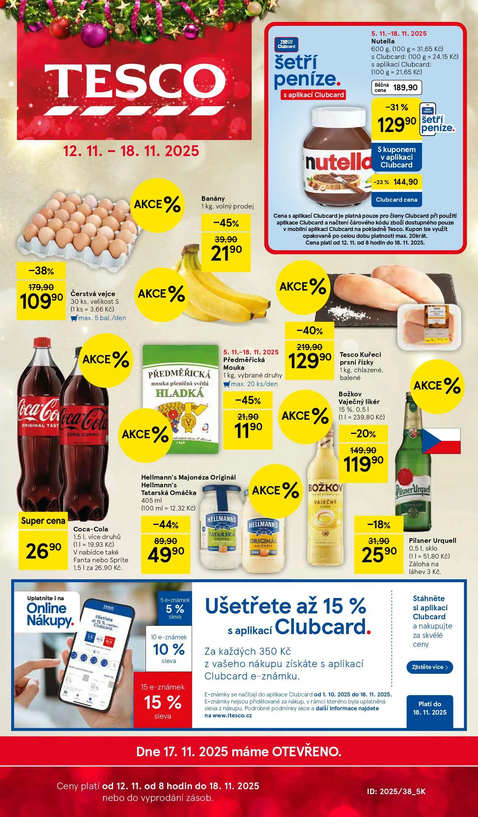 Tesco leták - Hypermarket od 12.11.2025 | Strana: 1 | Produkty: Pilsner, Majonéza, Pilsner Urquell, Tatarská omáčka
