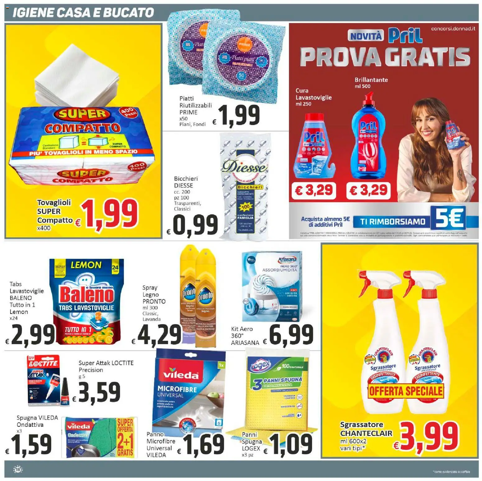 Volantino Paghi Poco del 11.11.2025 | Pagina: 18 | Prodotti: Spugna, Sgrassatore, Lavastoviglie, Lavanda