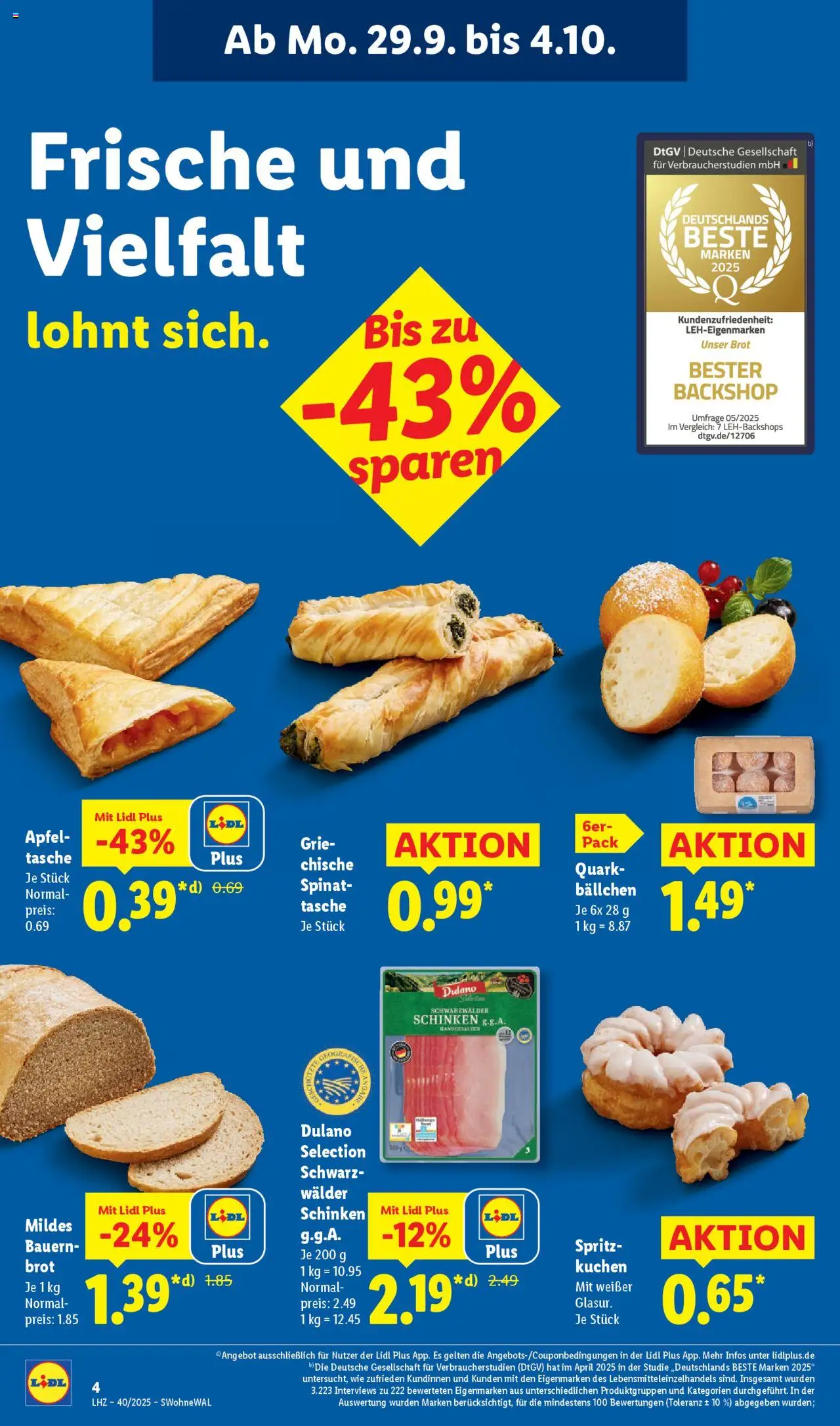 Lidl Prospekt Nagold – gültig ab 29.09.2025 | Seite: 8 | Produkte: Quark, Äpfel, Schinken, Kuchen
