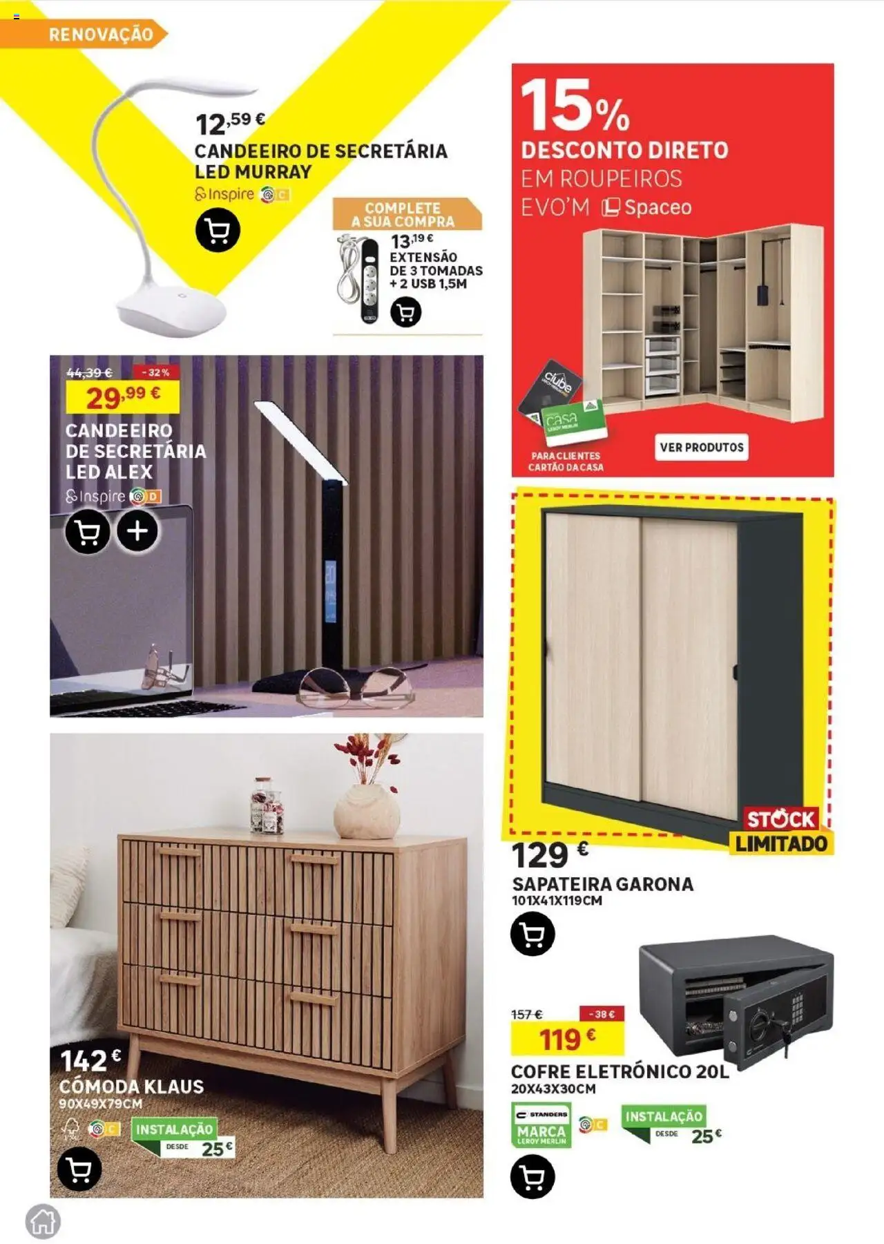Leroy Merlin -  Madeira │ válido de 21.08.2025 | Página: 4 | Produtos: Candeeiro, USB, Roupeiros, Cómoda