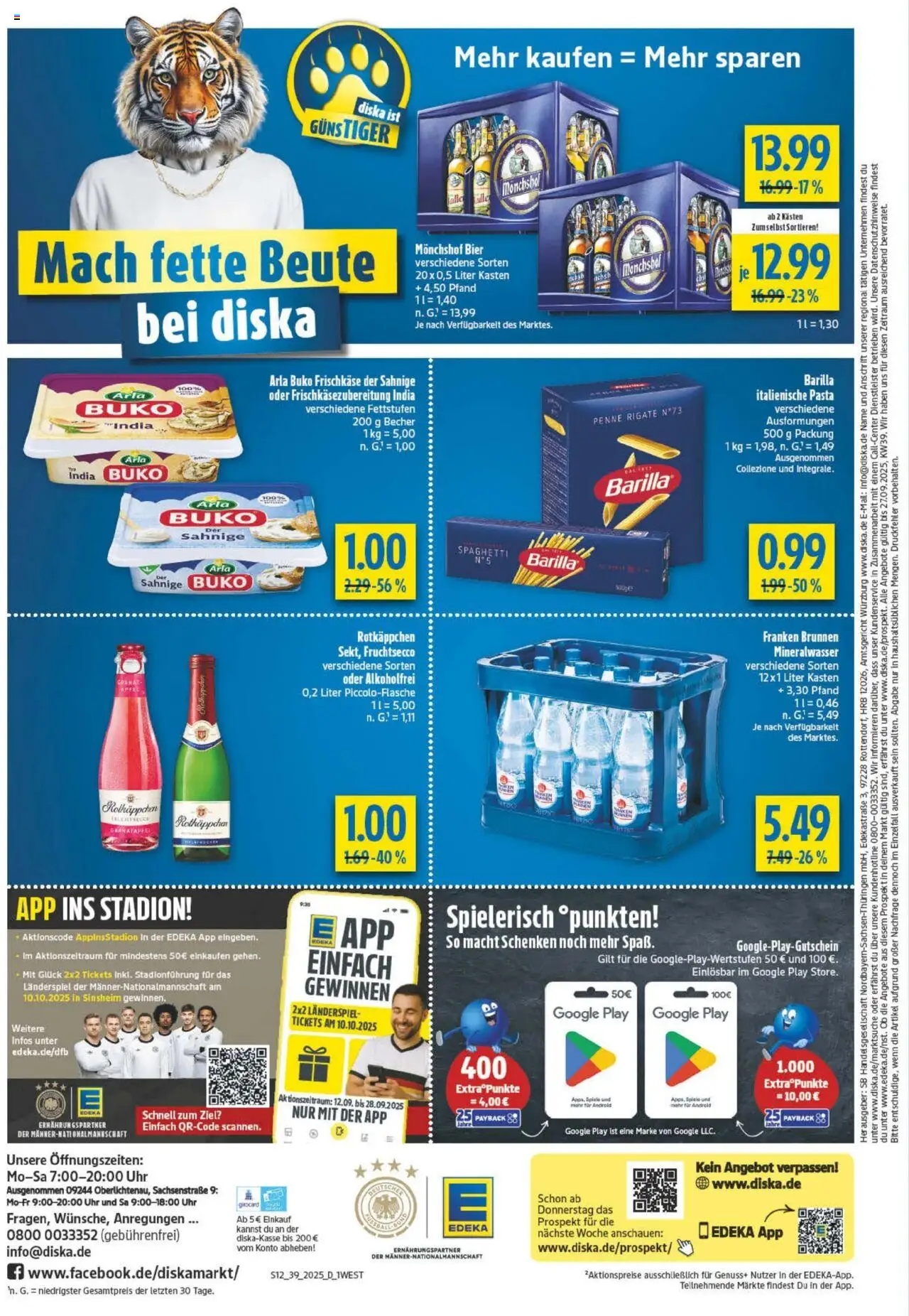 Diska - diska Angebote Bayern KW39 – gültig ab 22.09.2025 | Seite: 12 | Produkte: Granatapfel, Äpfel, Arla buko, Pasta
