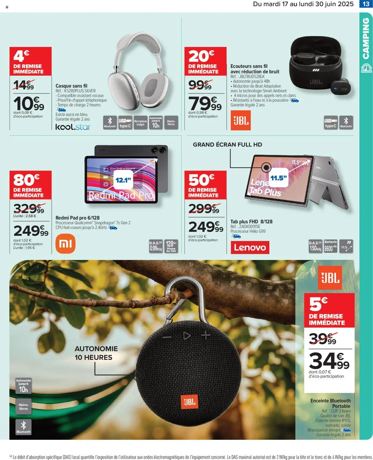  | Page: 15 | Produits: Microphone, Mousqueton, Enceinte bluetooth, Portable