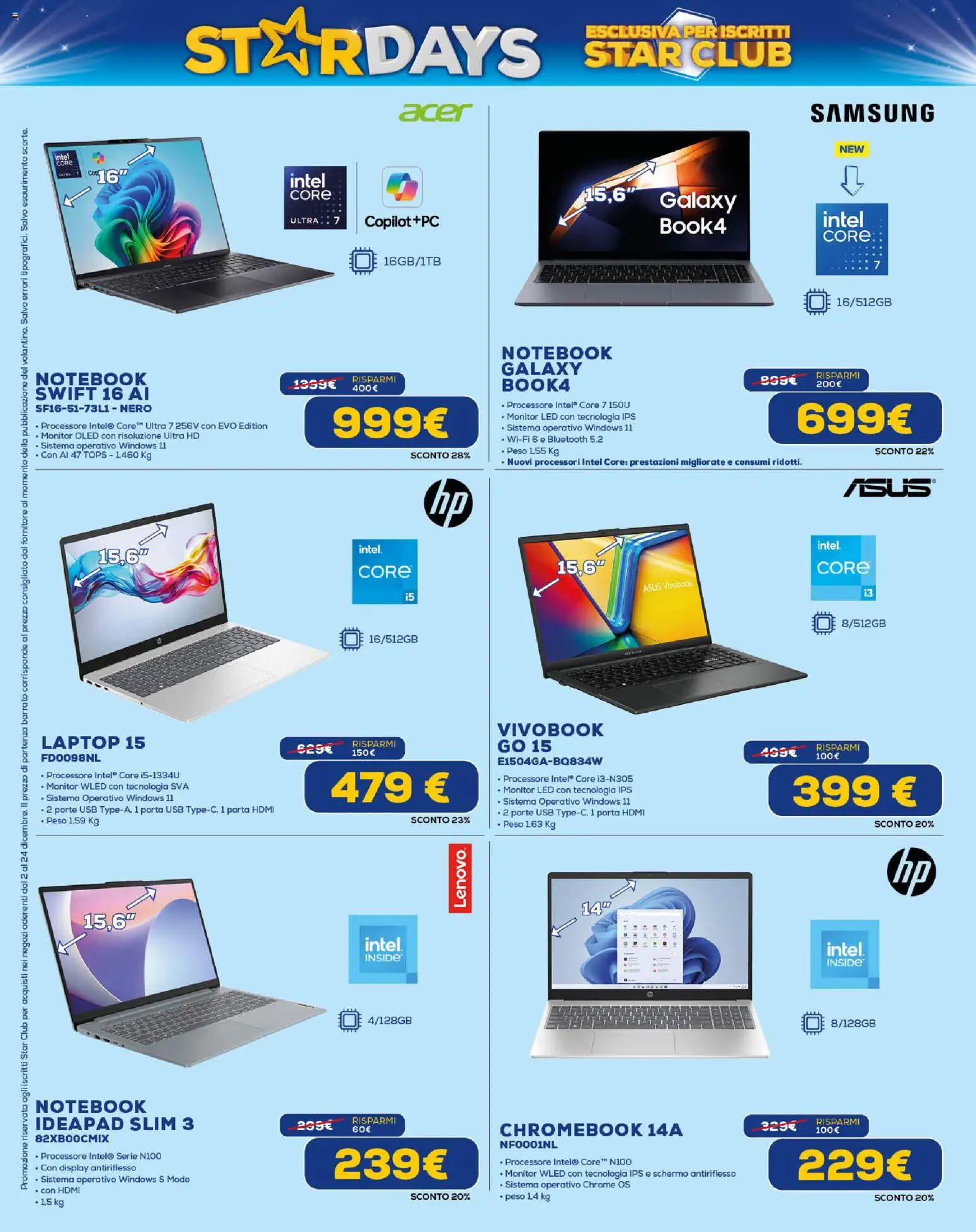 Volantino Euronics del 02.12.2025 | Pagina: 6 | Prodotti: Schermo, Notebook, USB, Samsung