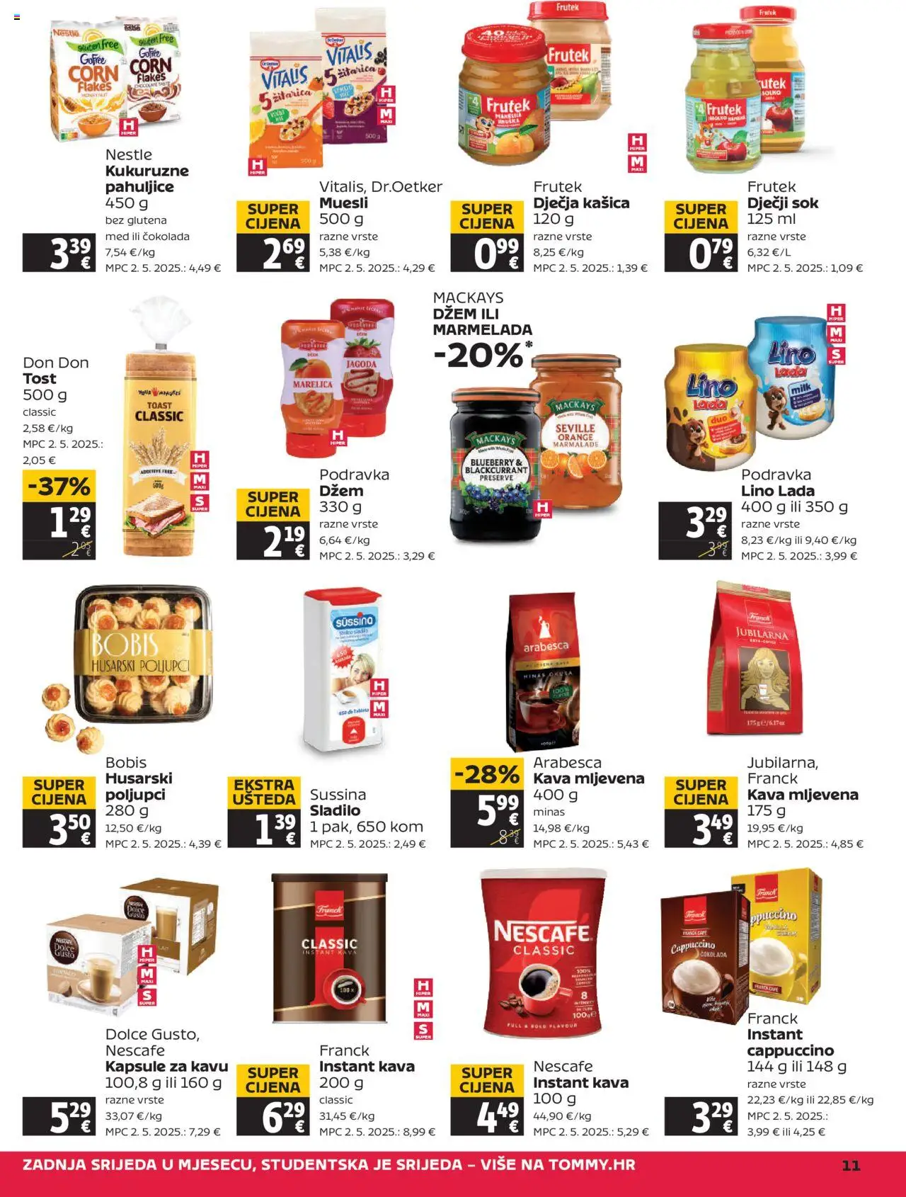 Tommy katalog | vrijedi od 21.08.2025 | Stranica: 11 | Proizvodi: Nescafe, Čokolada, Sok, Pahuljice