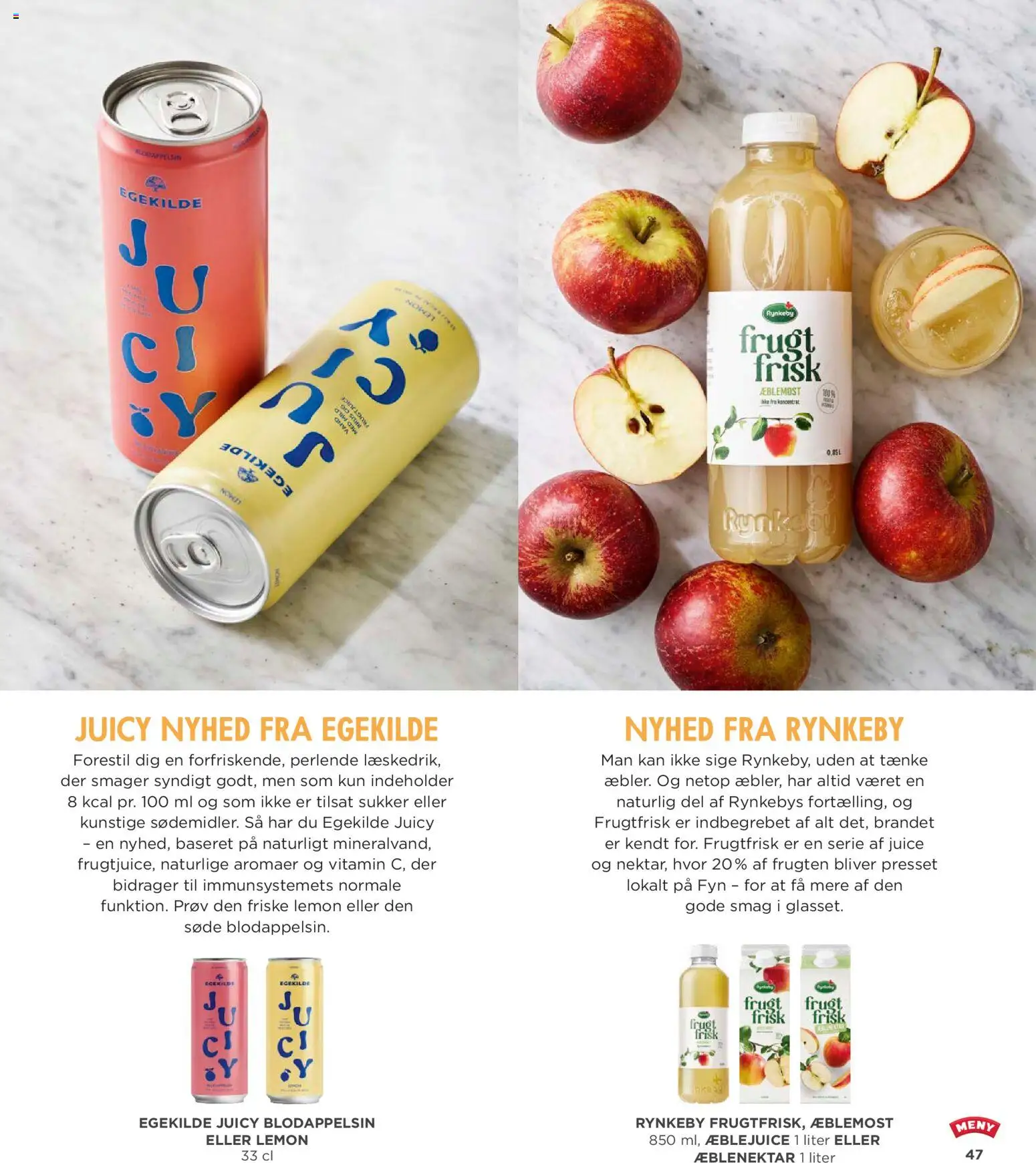 Meny tilbudsavis – gyldig fra 20.03.2026 | Side: 47 | Produkter: Juice, Æblejuice, Iogurteira, Sukker