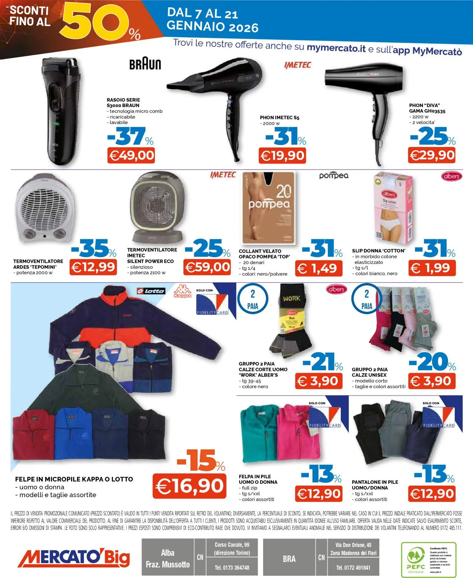 Volantino Mercatò del 07.01.2026 | Pagina: 8 | Prodotti: Pile, Rasoio, Felpa, Collant