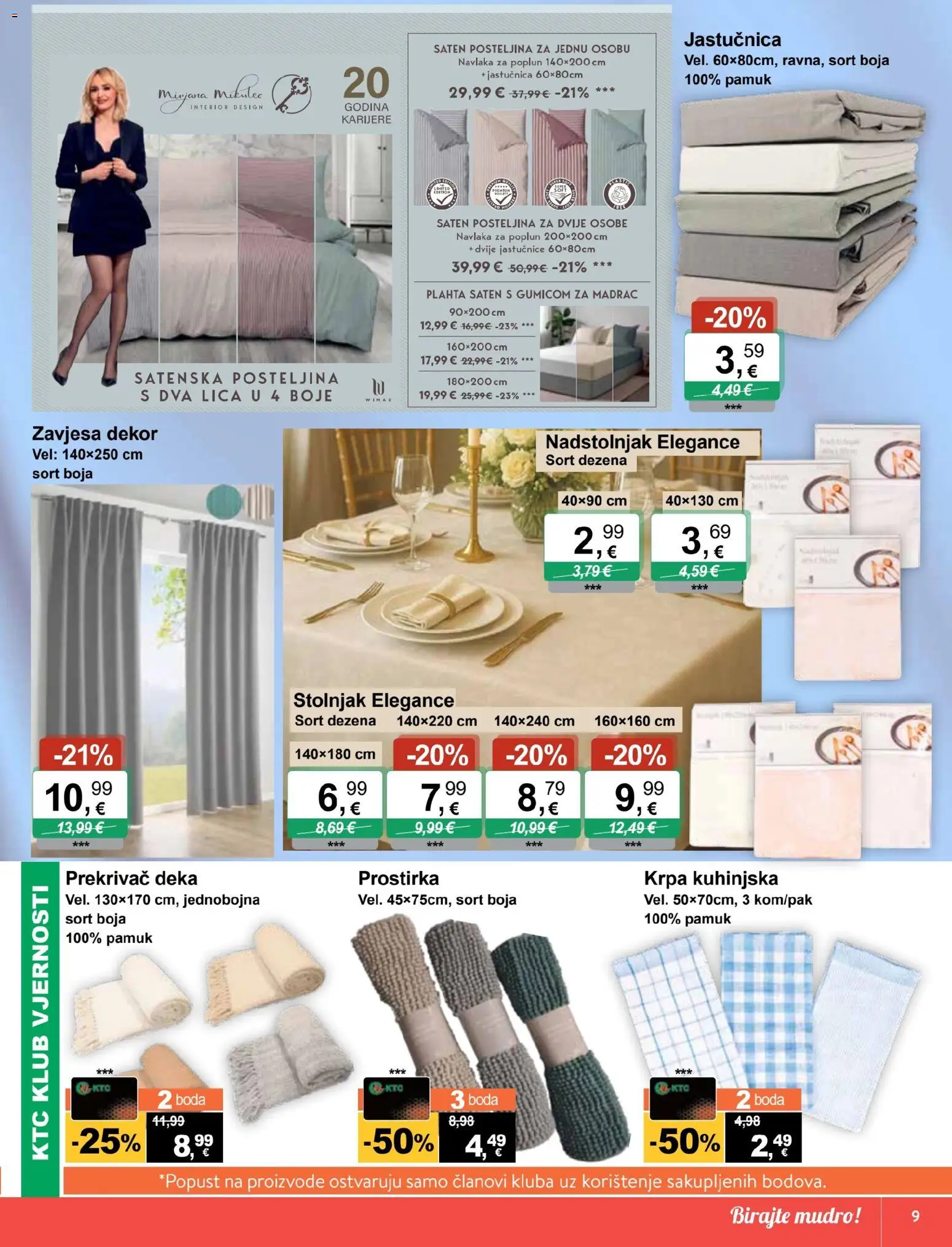 KTC katalog | vrijedi od 25.02.2026 | Stranica: 9 | Proizvodi: Zavjesa, Stolnjak, Jastučnica, Plahta