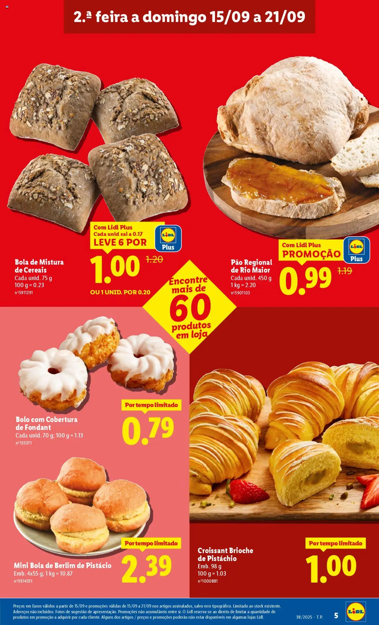 Lidl folheto │ válido de 15.09.2025 | Página: 5 | Produtos: Bolo, Pão, Cereais