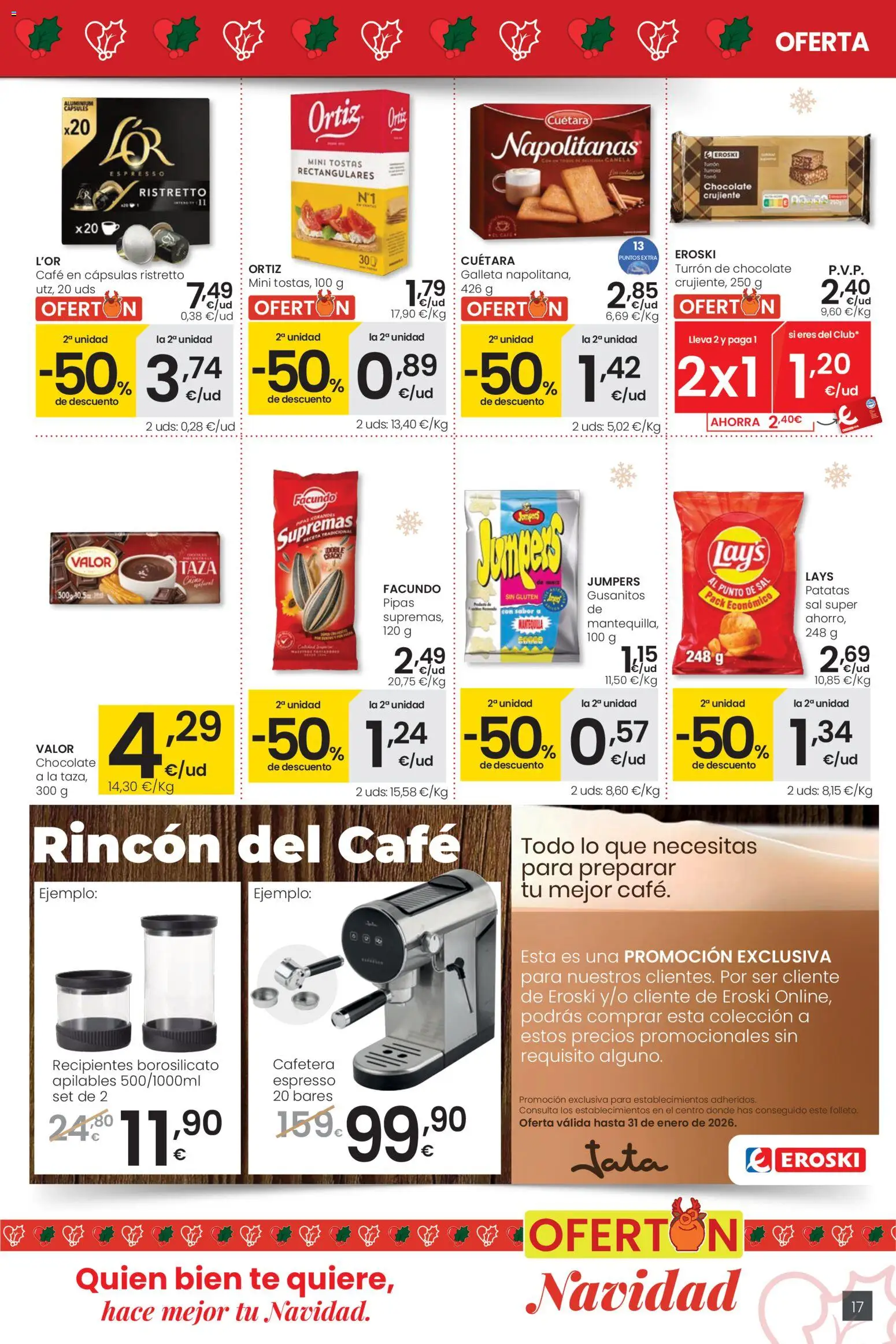Eroski - Navidad │ válido desde el 18.12.2025 | Página: 17 | Productos: Chocolate, Té, Café en cápsulas, Cafetera