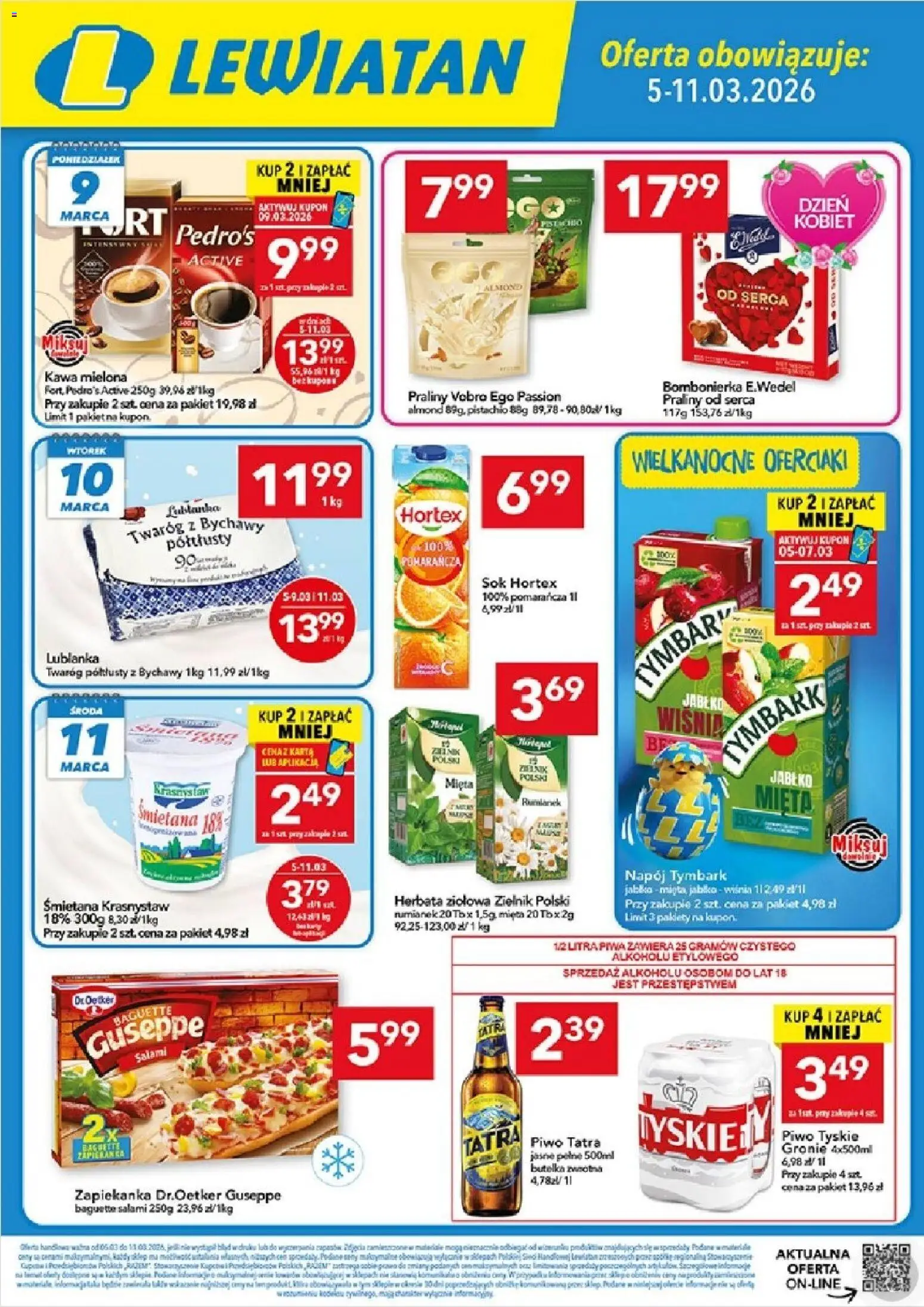 Lewiatan gazetka - Lublin od 05.03.2026 | Strona: 1 | Produkty: Tyskie, Piwo, Herbata, Twaróg