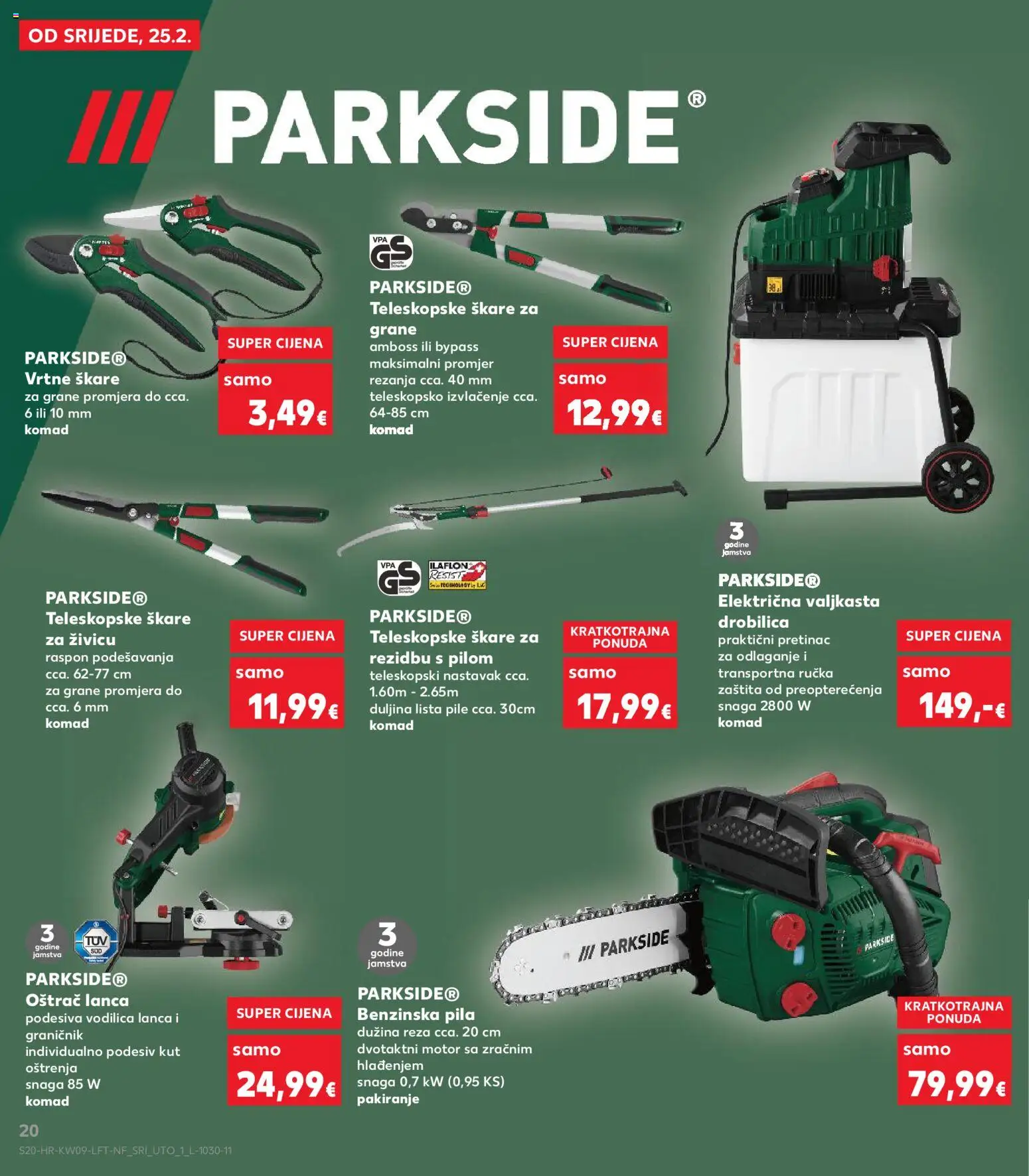 Kaufland katalog | vrijedi od 25.02.2026 | Stranica: 20 | Proizvodi: Škare, Pila, Drobilica, Parkside