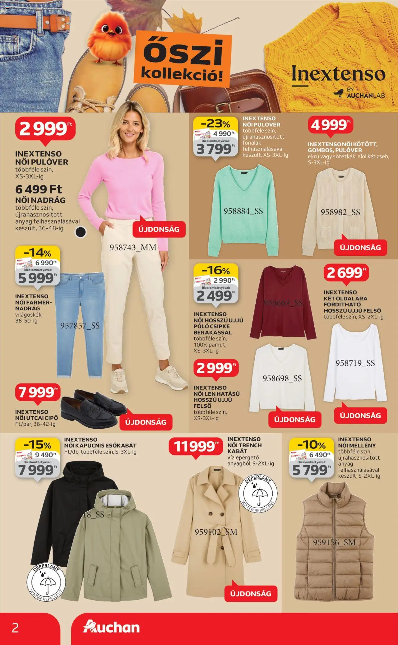 Auchan akciós ujság - amely érvényes a következő dátumtól: 28.08.2025 | Oldal: 2 | Termékek: Farmer, Esőkabát, Pulóver, Nadrág