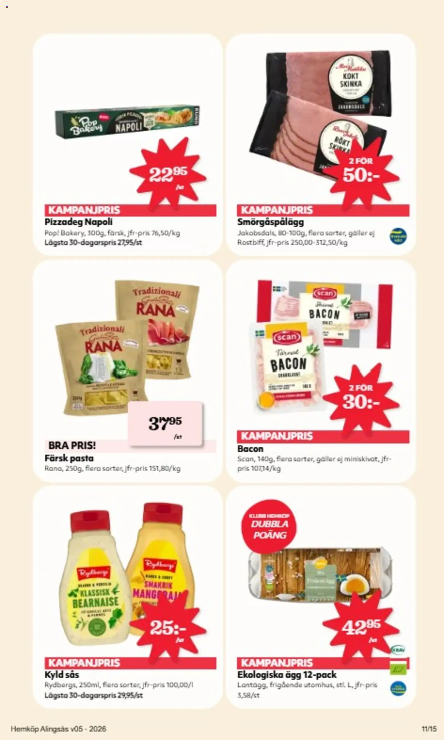 Hemköp reklamblad aktuell från 26.01.2026 | Sida: 11 | Produkter: Galler, Ägg, Skinka, Pasta