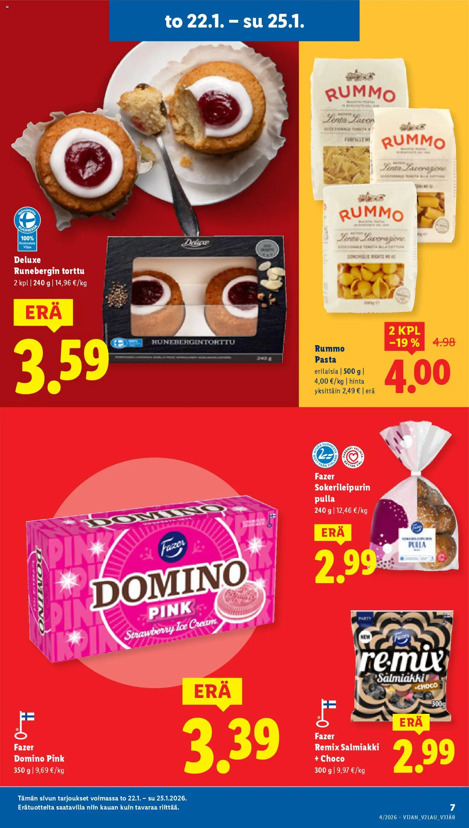 Lidl tarjoukset - Rovaniemi – voimassa 22.01.2026 alkaen | Sivu: 7 | Tuotteet: Pasta, Pulla