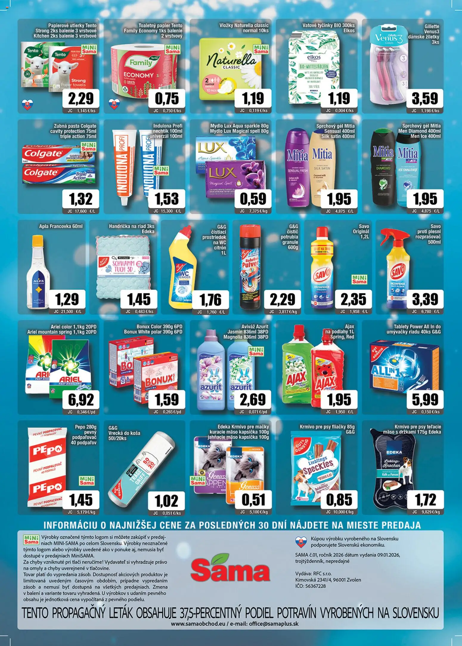 Nové Sama akcie – leták je platný od 09.01.2026 | Strana: 8 | Produkty: Wc, Toaletný papier, Aviváž, Alpa