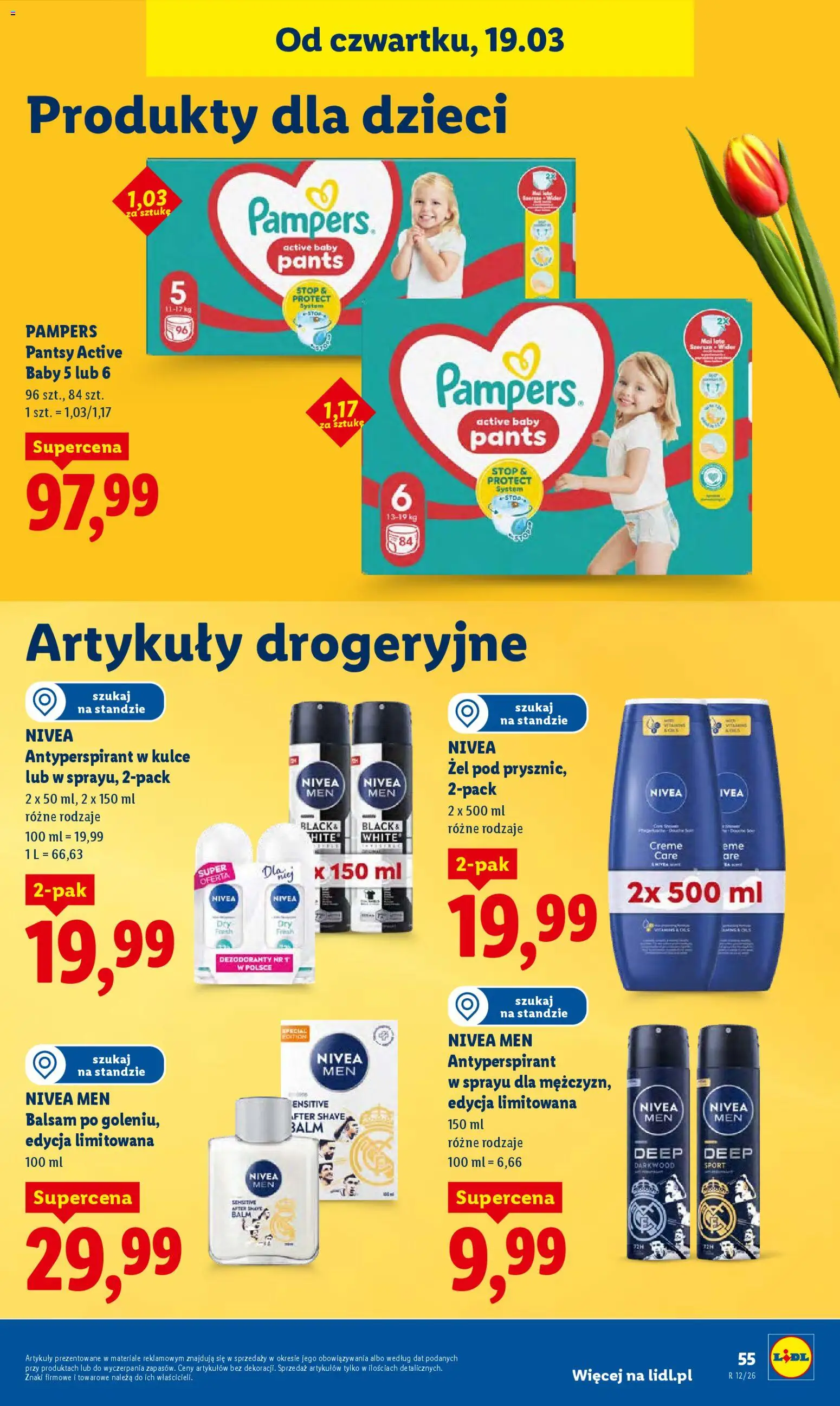 Lidl Polsko leták od 19.03.2026 | Strana: 55 | Produkty: Nivea, Pampers, Pants