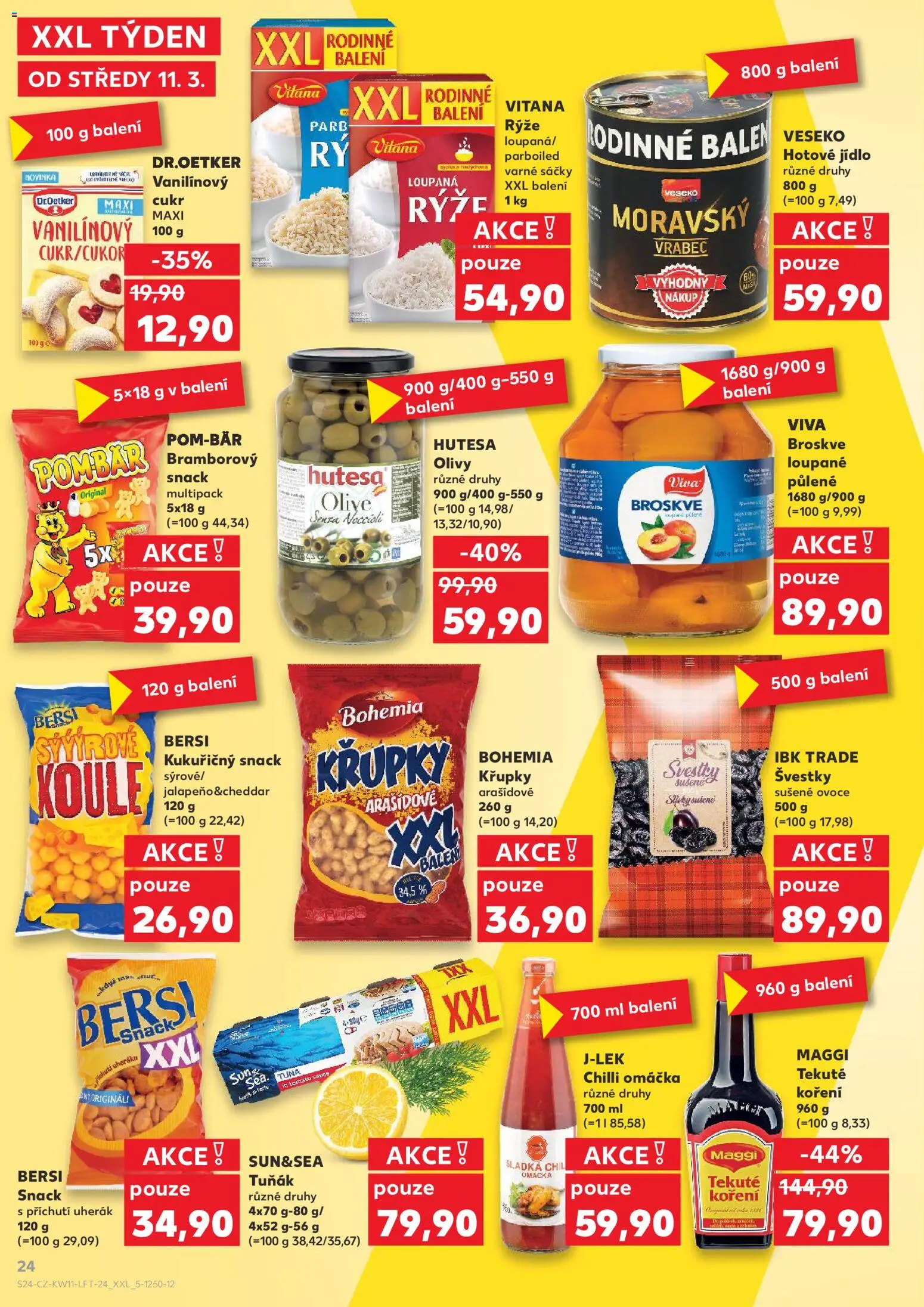 Kaufland leták od 11.03.2026 | Strana: 24 | Produkty: Tuňák, Švestky, Cukr, Olivy
