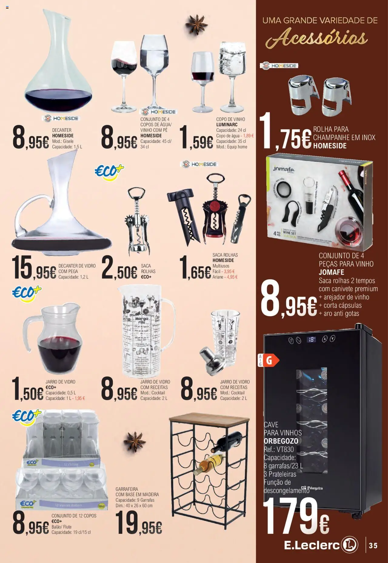 E.Leclerc - Feira dos Vinhos │ válido de 30.09.2025 | Página: 35 | Produtos: Agua, Copos, Saca rolhas, Canivete