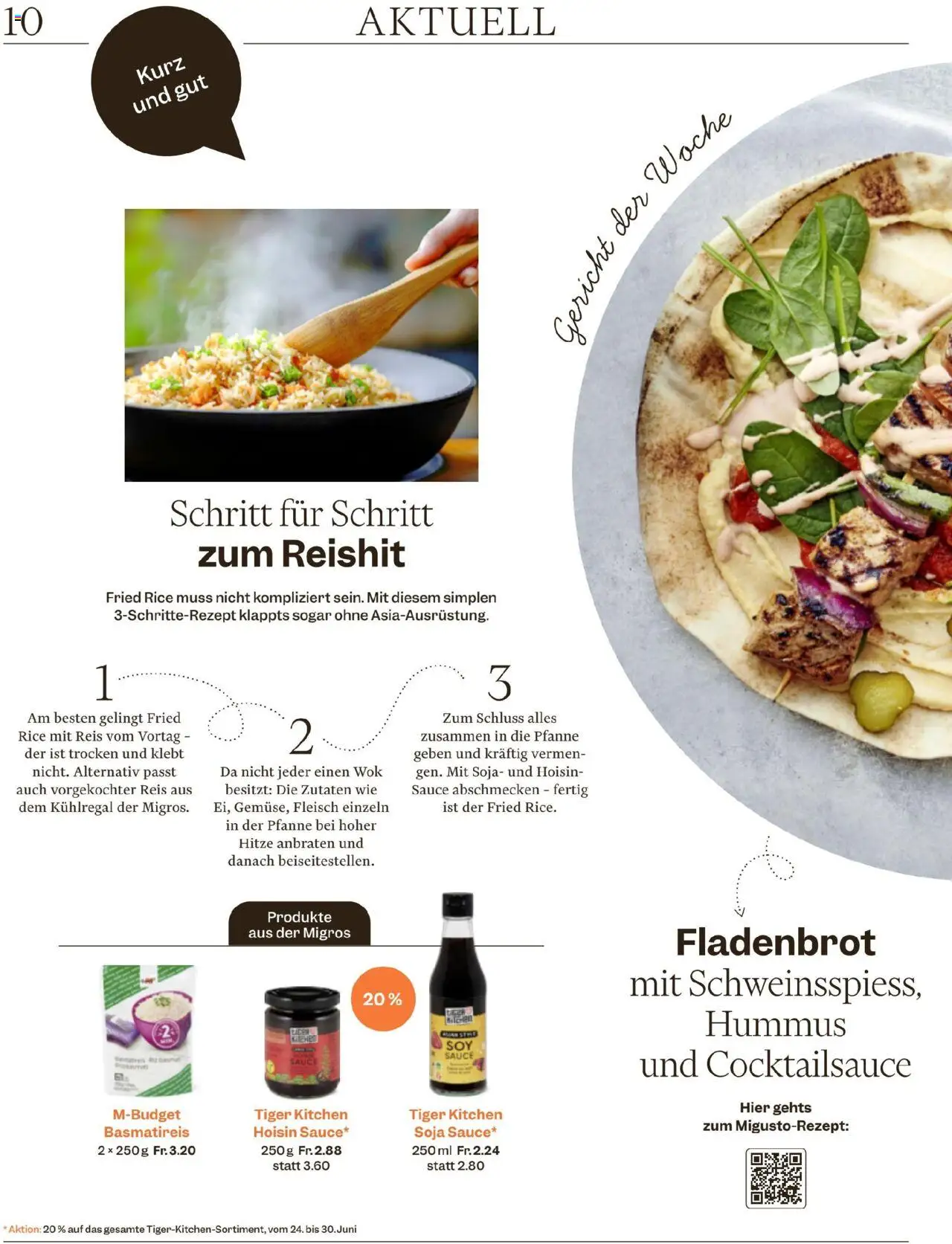 Migros Magazin ab 23.06.2025 | Seite: 10 | Produkte: Basmatireis, Reis, Wok