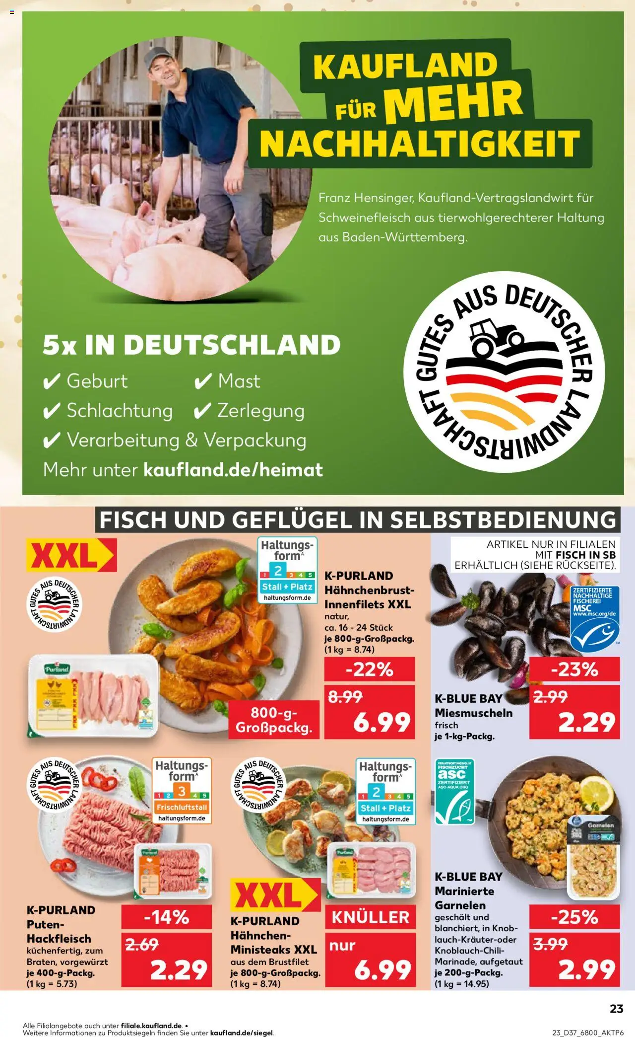 Kaufland prospekt Berlin	 – gültig ab 11.09.2025 | Seite: 23 | Produkte: Hahnchen, Fisch, Schweinefleisch, Hackfleisch