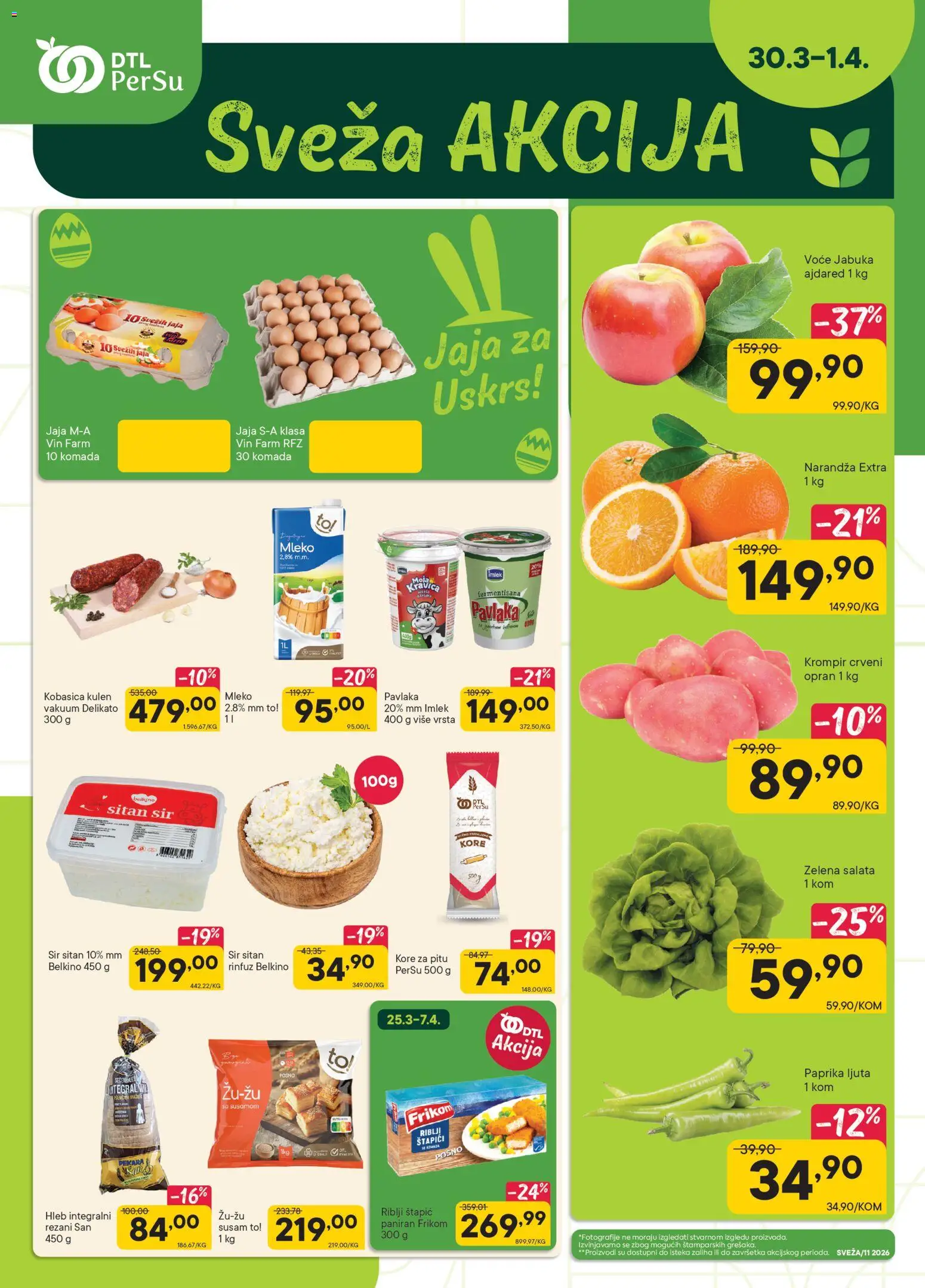 PerSu katalog - važi od 30.03.2026 | Strana: 1 | Proizvode: Krompir, Paprika, Mleko, Hleb