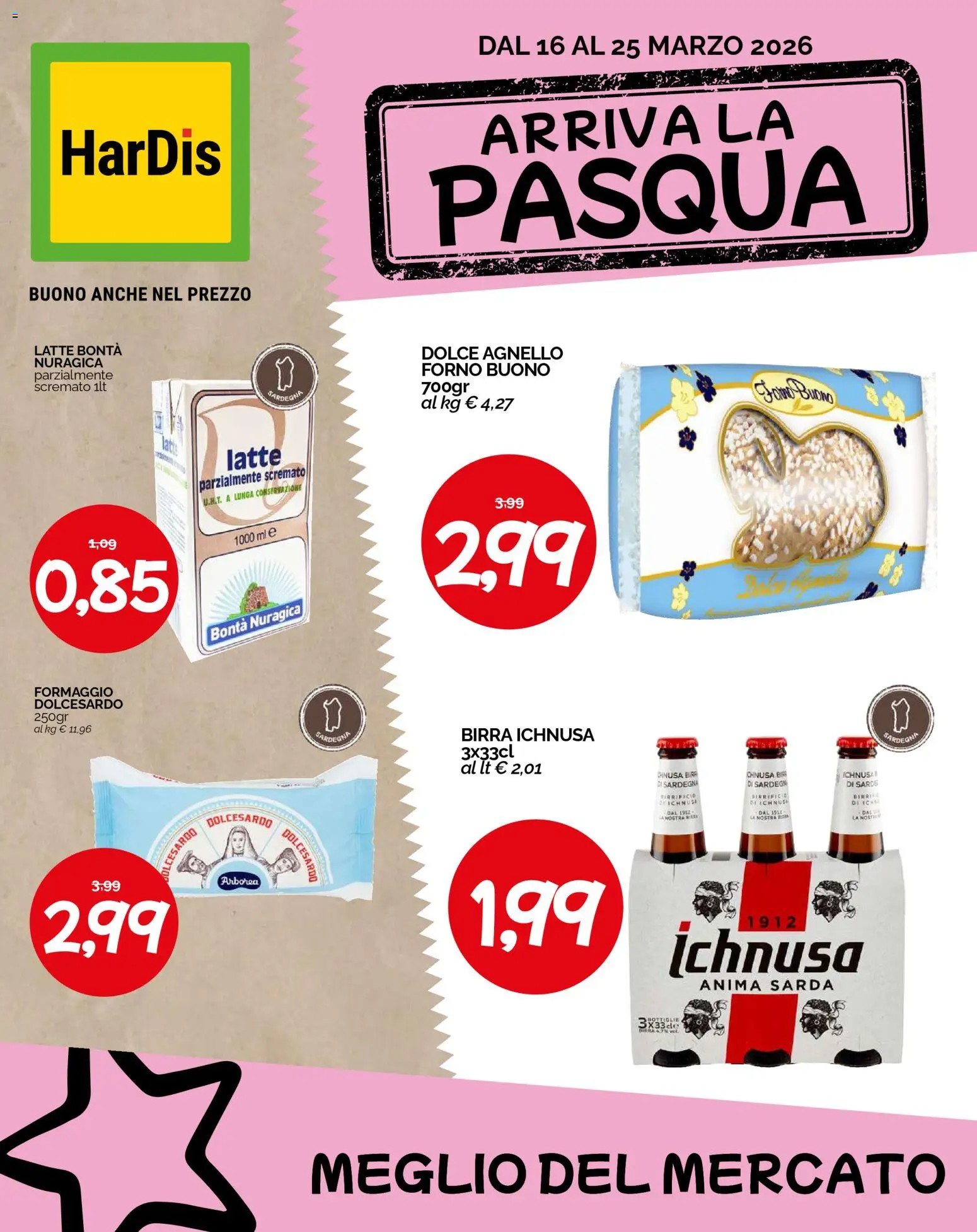 Volantino HarDis del 16.03.2026 | Pagina: 1 | Prodotti: Birra, Latte, Formaggio, Latte parzialmente scremato