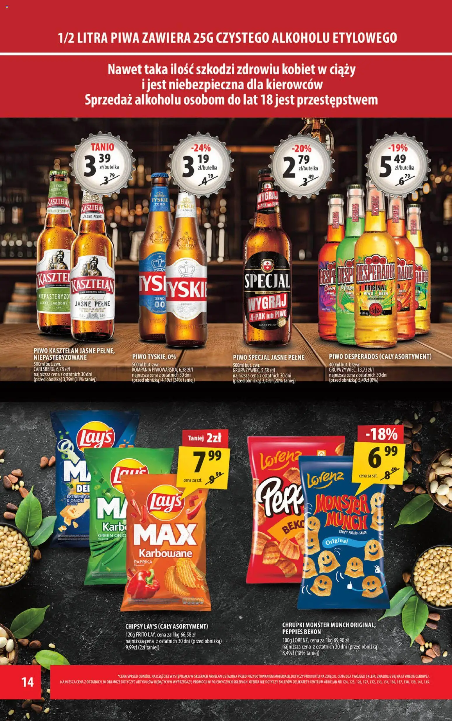 Arhelan Gazetka od 30.01.2026 | Strona: 14 | Produkty: Chipsy, Chrupki, Bekon, Delikatesy
